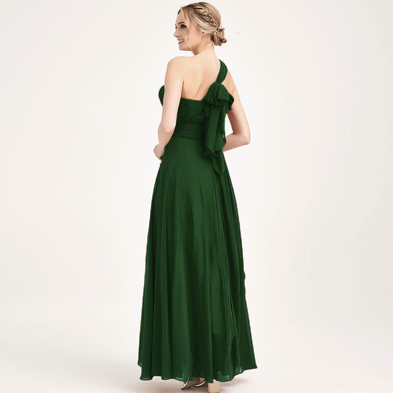 Elegant Dark Green Convertible Chiffon Bridesmaid Dress - Wrap Style Floor Length Gown for Weddings, Prom & Formal Events