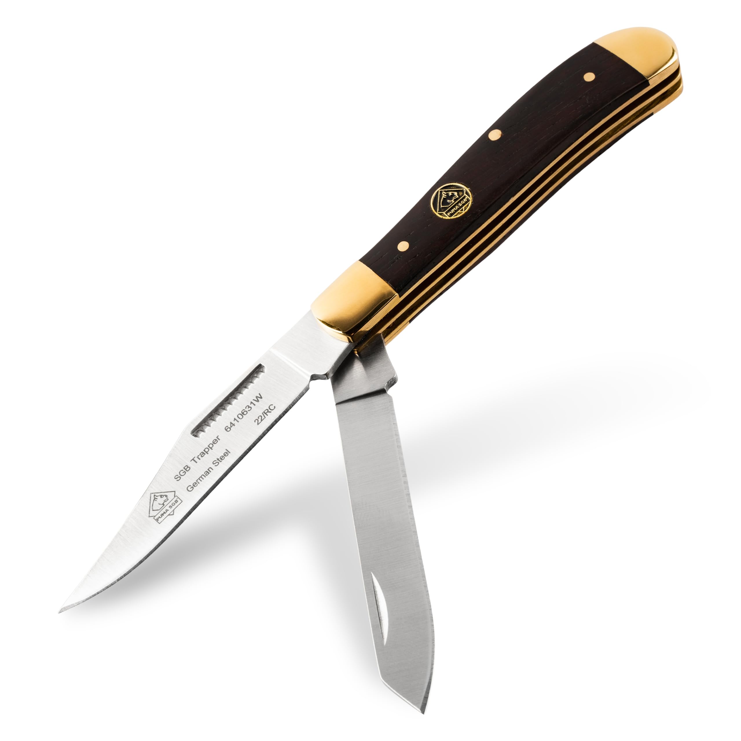 Puma Knives Trapper SGB - Premium Jacaranda Wood Handle Folding Pocket Knife for Hunting, Camping & Outdoor Adventures