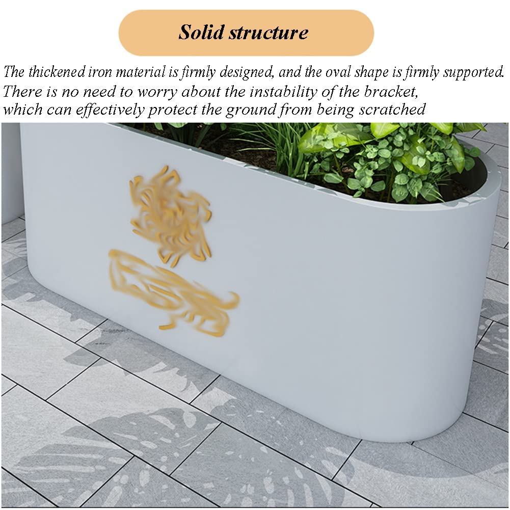Outdoor Wrought Iron Flower Box Planter - 100x30x50cm White Garden Planter for Plants, Flowers & Herbs | Durable Long Trough Plant Container for Hotel, Indoor & Commercial Street Decor