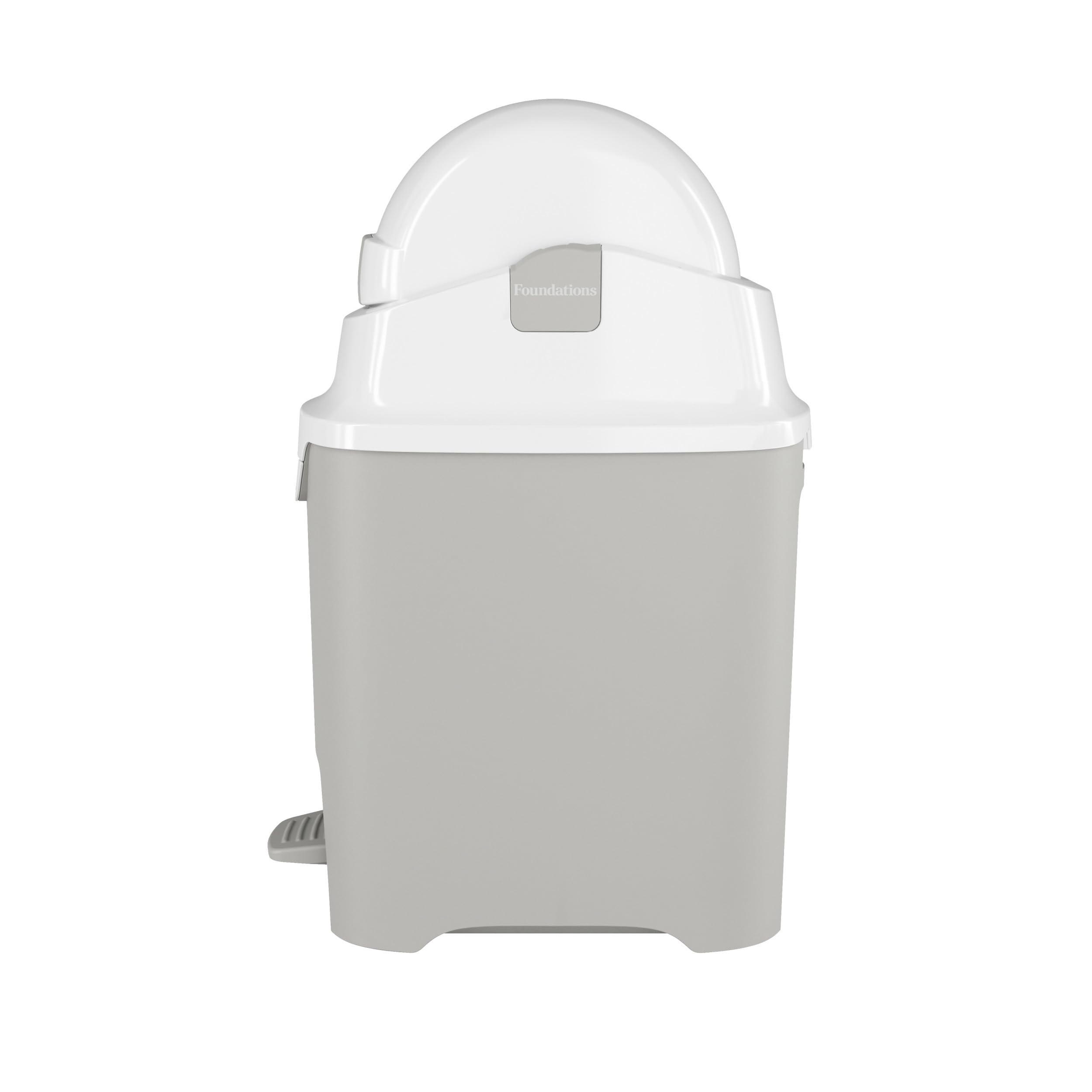 Foundations Mini Hands-Free Diaper Pail with Airtight Lid - Odorless Diaper Disposal System, Large Capacity Holds 30+ Newborn Diapers, Works with Any Refill Bags (Gray) - Perfect for Nursery, Baby Room & Diaper Changing Stations