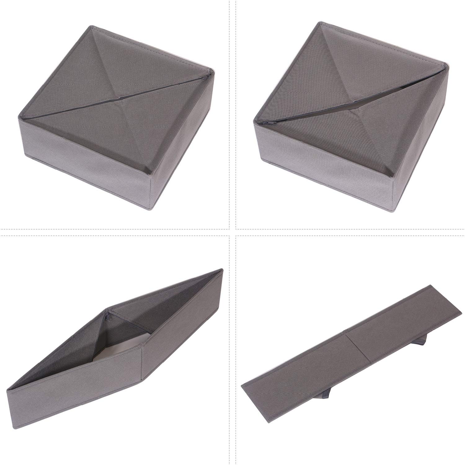 DIOMMELL 4 Pack Foldable Fabric Storage Bins - Closet Organizer for Clothes, Underwear, Socks & Lingerie | Dresser Drawer Dividers | Space-Saving Grey Fabric Baskets | Perfect for Bedroom, Nursery & Dorm Organization