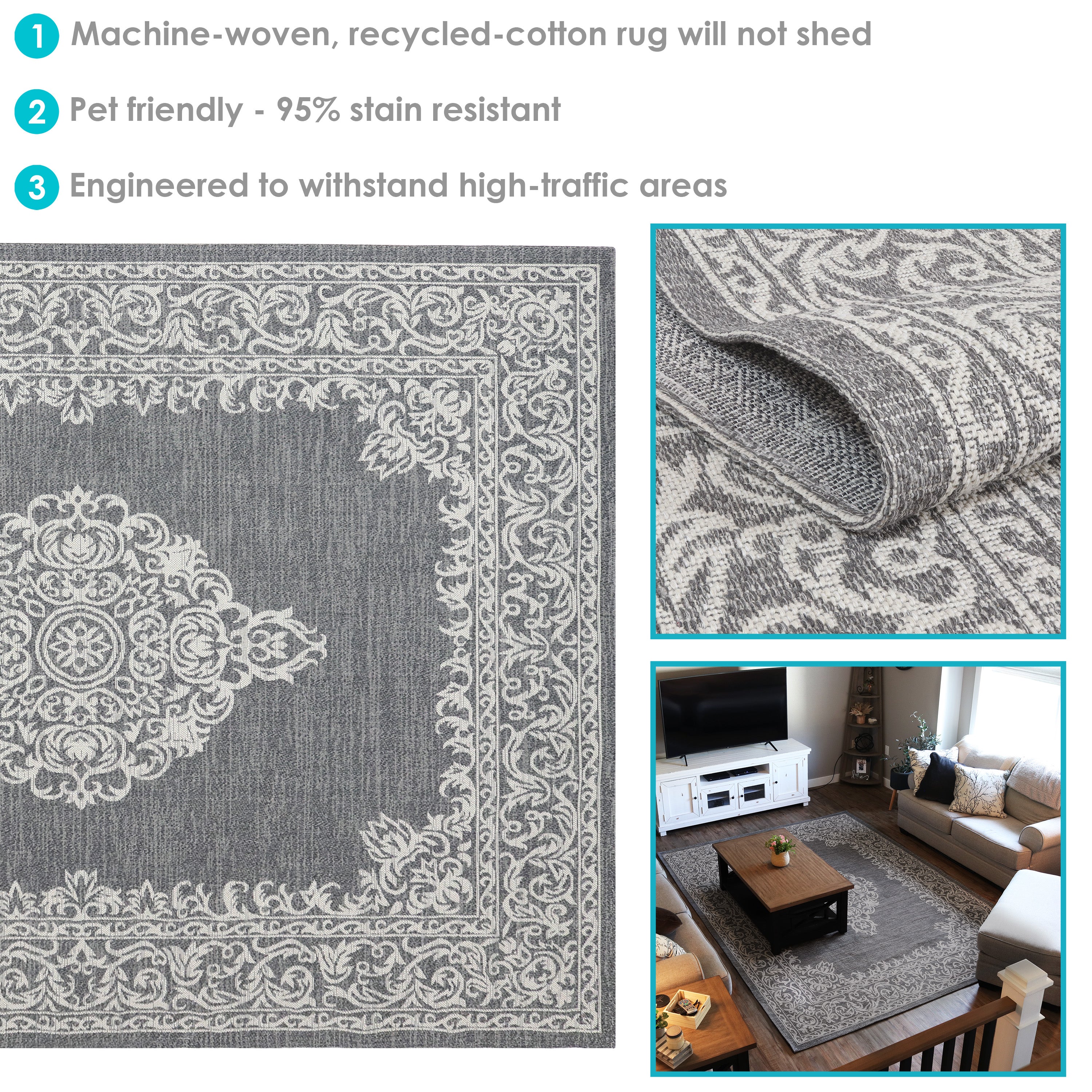 Stylish Sunnydaze Indoor Area Rug - Soft & Durable for Living Room, Bedroom & Home Decor - Perfect for Cozy Spaces & Modern Interiors