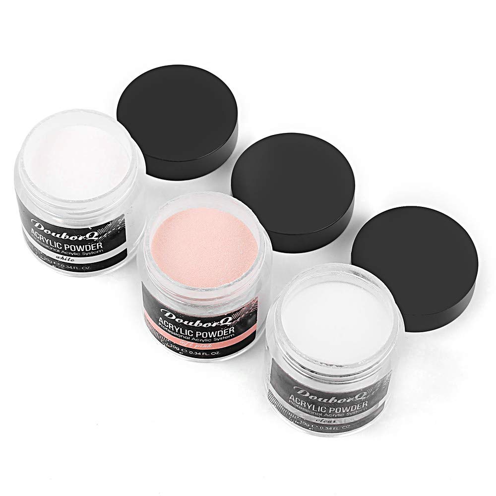 Crystal Nail Set - 30ML Clear Top Coat & Base Coat Polish with Carving Powder & Soft Gel for Manicure (White, Pink, Clear) | Perfect for Salon, Home Nail Art & DIY Gel Nails