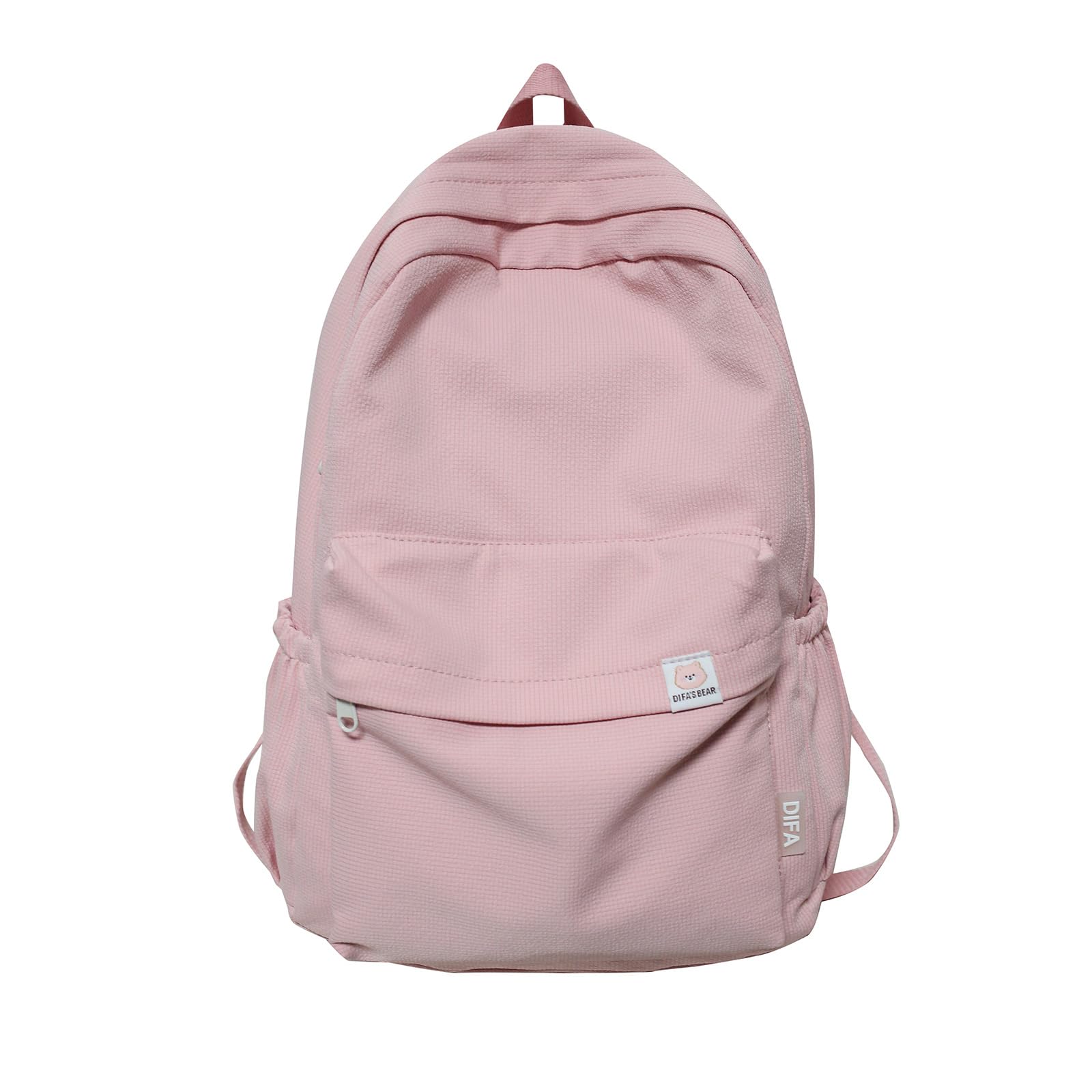 Cute Aesthetic Backpack for Women - Simple Solid Color Y2K Kawaii Laptop Backpack, Lightweight Travel Backpack for School, Work & College (Pink) | Perfect for Everyday Use, Commuting & Weekend Getaways