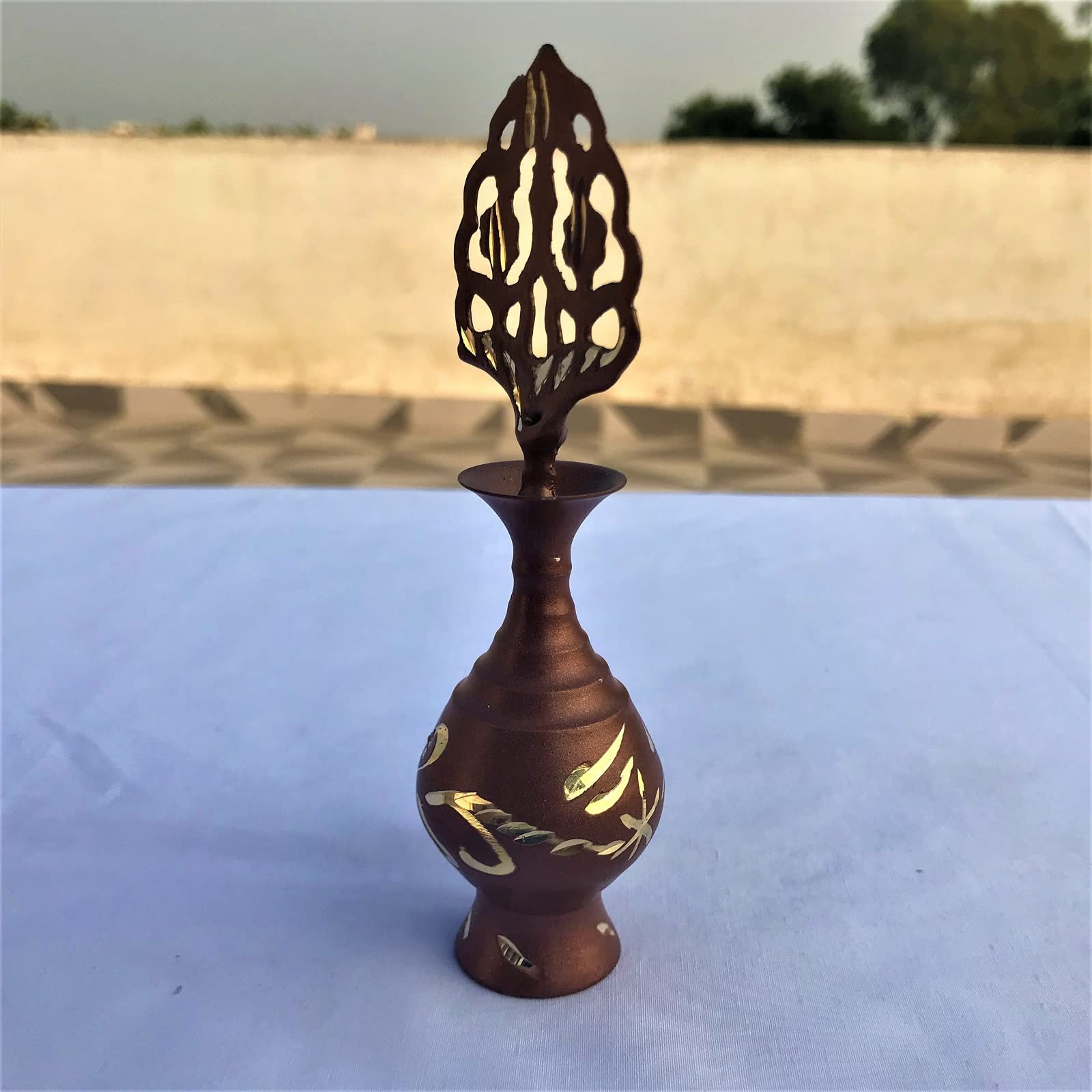 KhwajaDarbar Brass Surmedani - Traditional Kohl Kajal Applier & Surma Holder (Brown) - Perfect for Eye Makeup, Mehndi Ceremonies, and Cultural Events