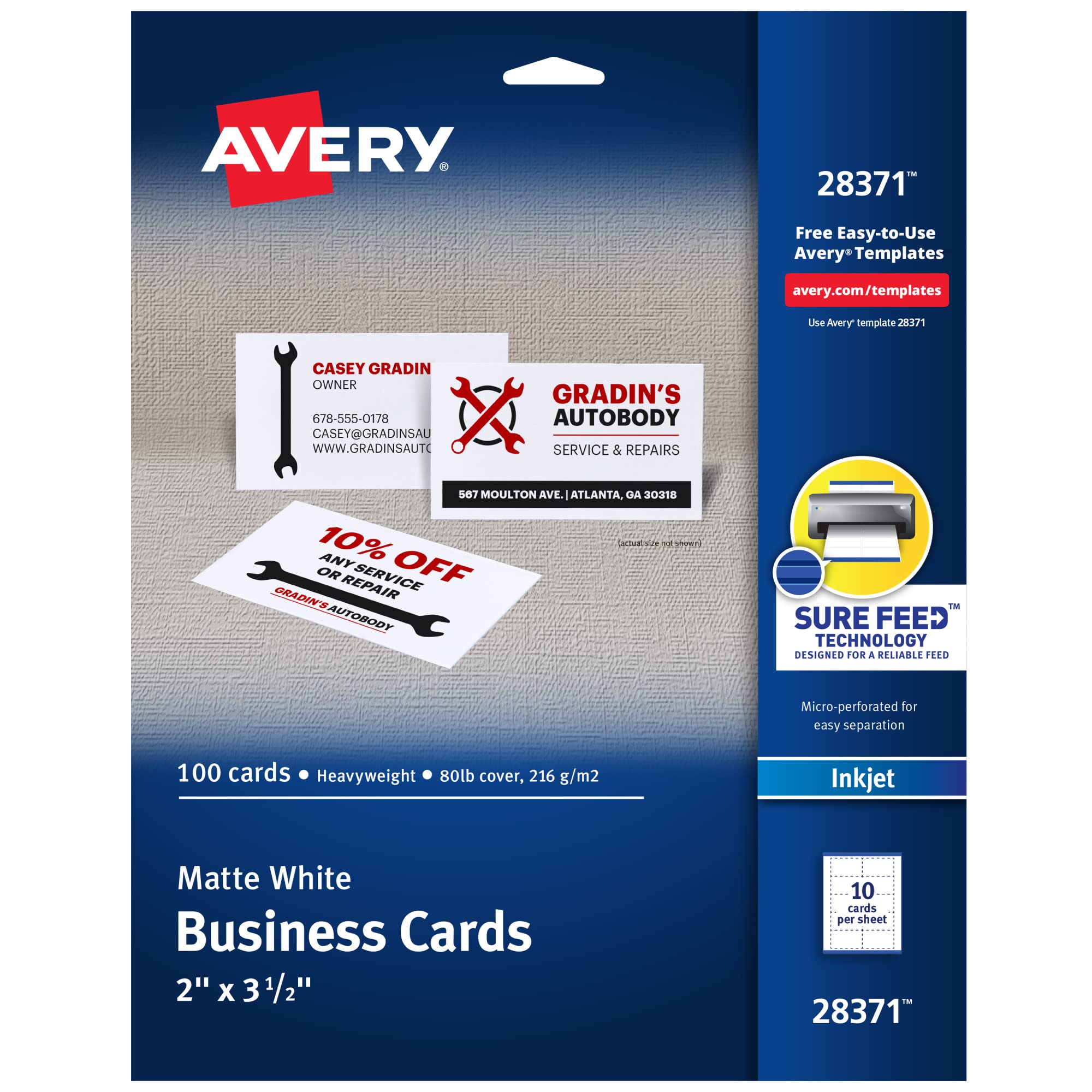 Avery Printable Business Cards with Sure Feed Technology - 2