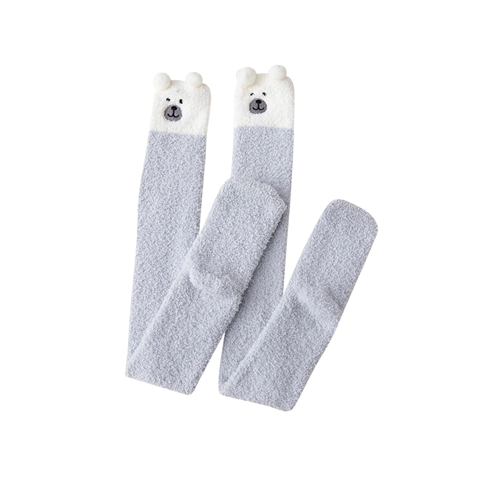 Bblulu Women's Fuzzy Knee High Socks - Cartoon Animal Print Thigh High Stockings, Warm Fluffy Leg Warmers for Winter Boots | Cozy Homewear, Christmas Gifts, Outfit Accessories