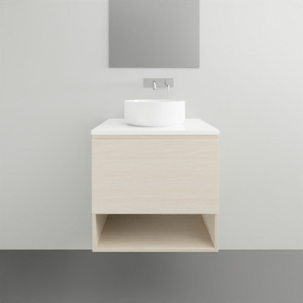 ADP Glacier Lite Shelf Slim Vanity with Solid Surface Top - Modern Bathroom Storage Solution for Small Spaces, Perfect for Makeup Organization and Bathroom Essentials