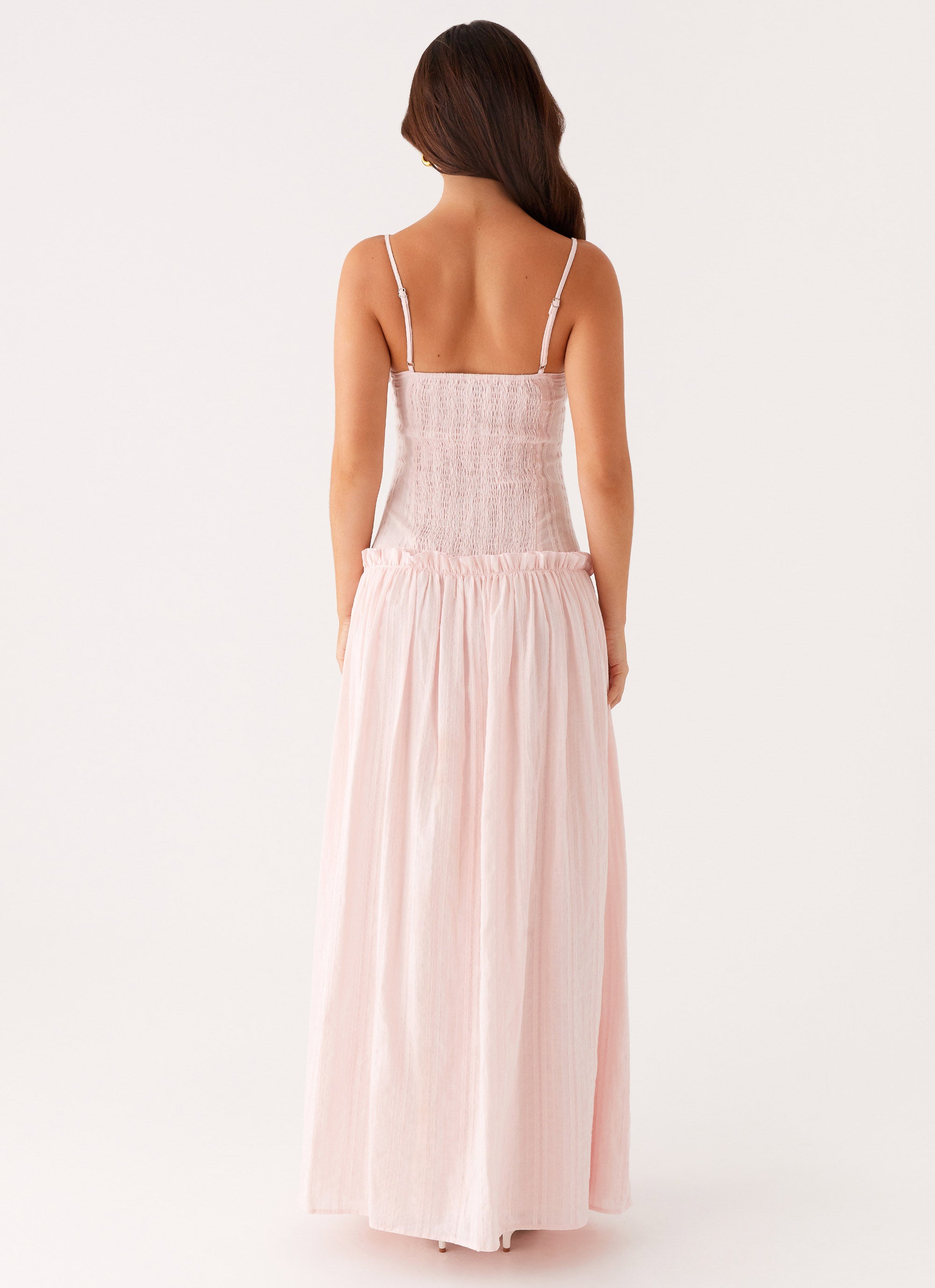 Jacinda Drop Waist Maxi Dress for Women - Flowy Long Summer Dress in Soft Pink | Perfect for Beach Vacations, Weddings & Date Nights