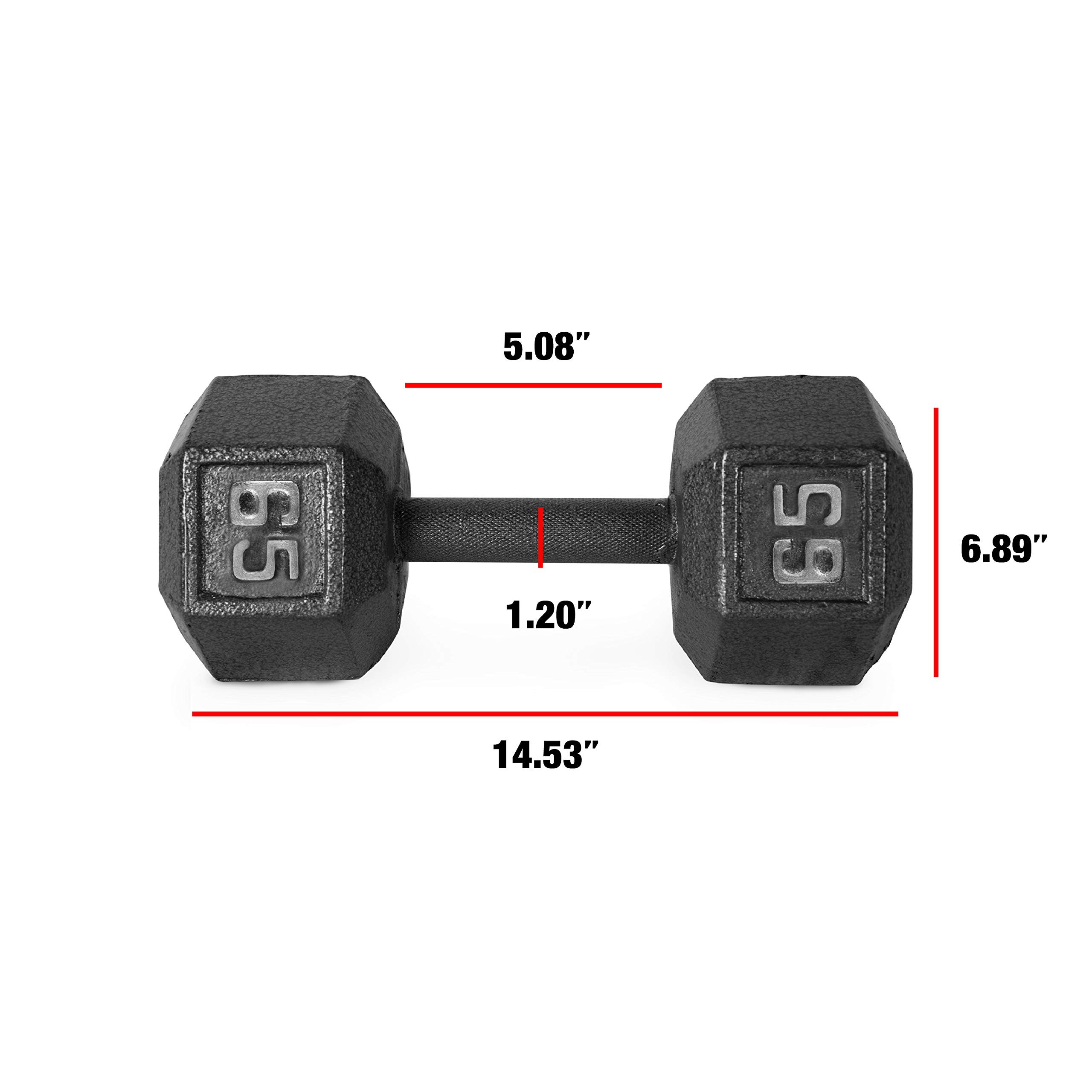 CAP Barbell Cast Iron Hex Dumbbell Set - 5-50 lbs Weight Options for Home Gym, Strength Training & Workout | Durable Fitness Equipment for Men & Women