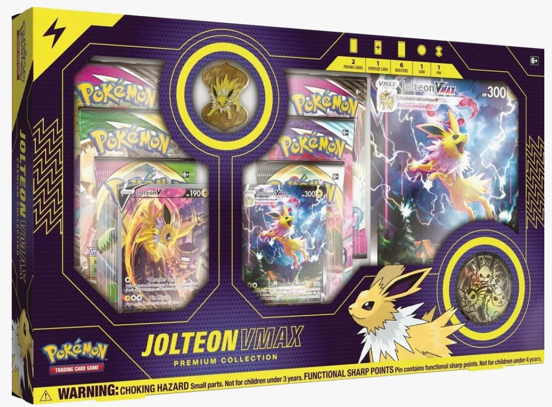 Jolteon VMAX Premium Collection Box - Pokemon Trading Card Game (TCG) - Exclusive Cards, Holo Foil, Collector's Item - Perfect for Battles, Gifts & Display