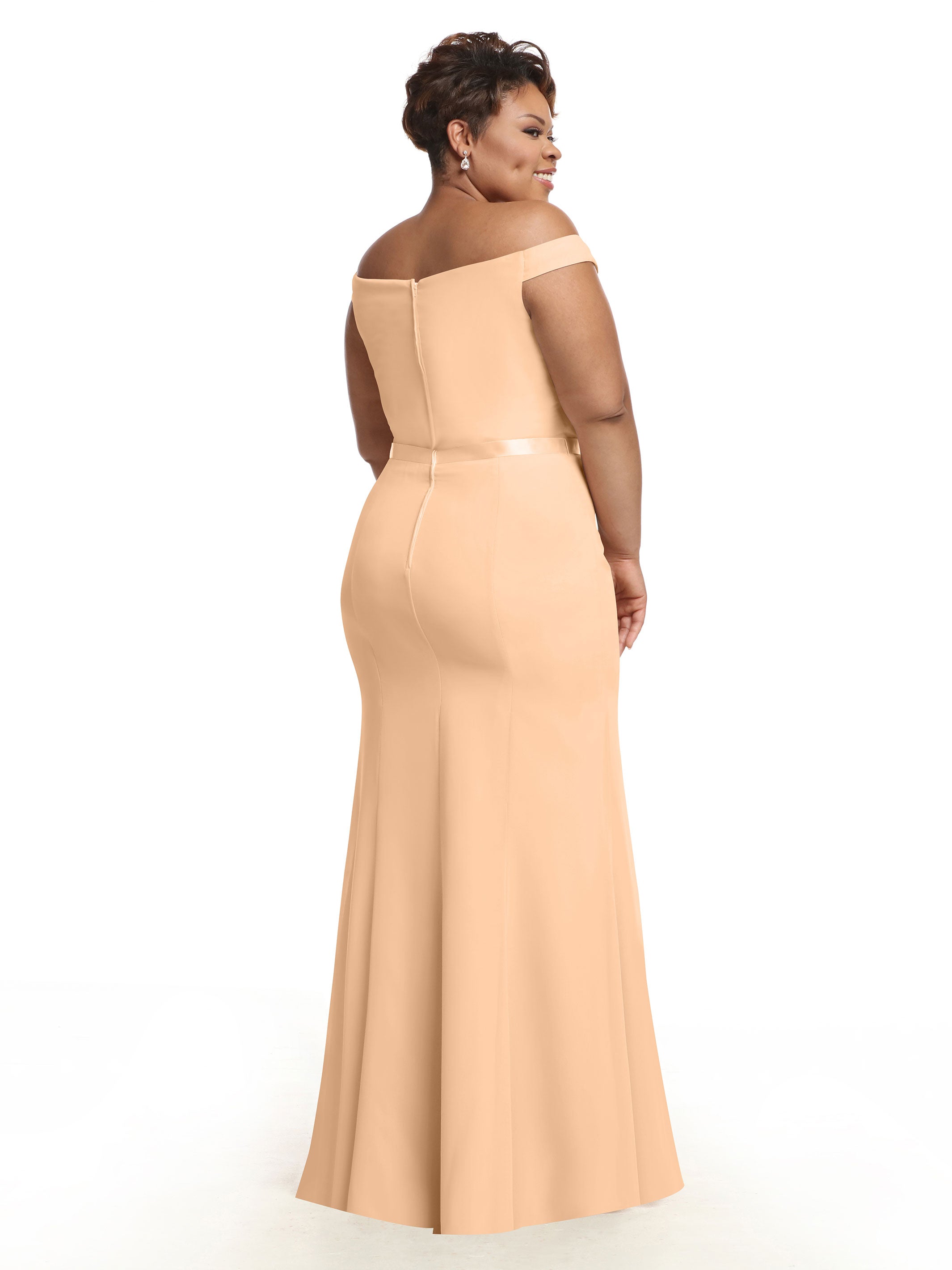 Elegant Off-The-Shoulder Chiffon Bridesmaid Dress with Ribbon Belt - A-Line Fit & Flare Design for Weddings, Parties & Special Occasions