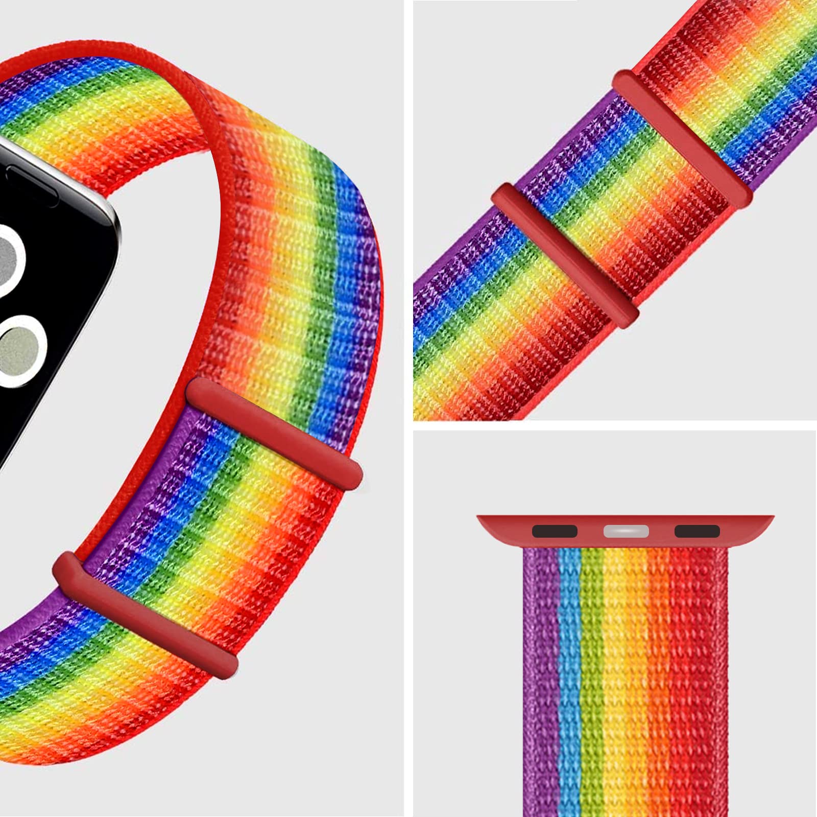 Durable Nylon Sport Loop Band Compatible with Apple Watch Series 1/2/3/4/5/6/7/8/SE - Soft & Adjustable Strap for Workout, Running & Everyday Wear
