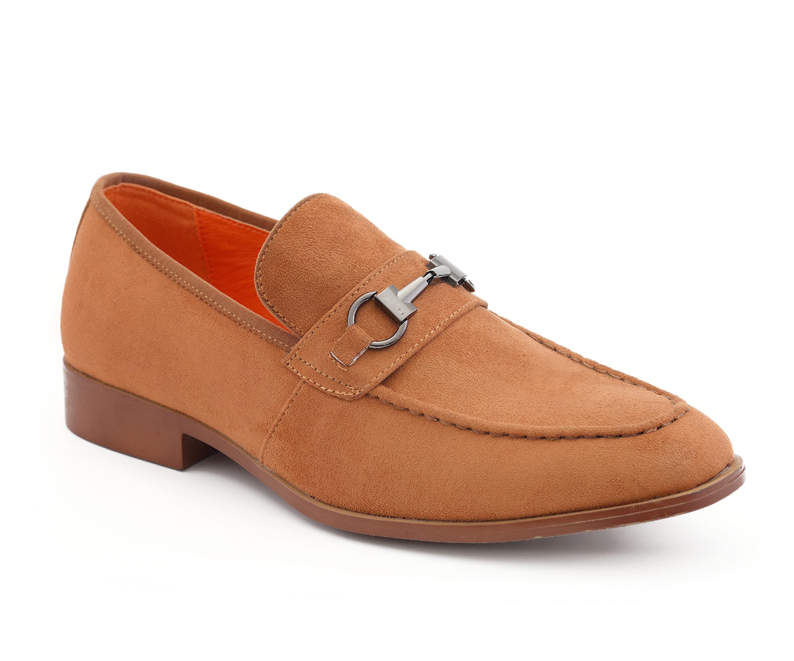 Amali Bradford Men's Microfiber Slip-On Loafers with Gold Metal Bit - Formal Dress Shoes for Business, Wedding & Office - Comfortable Smoking Slippers for Men