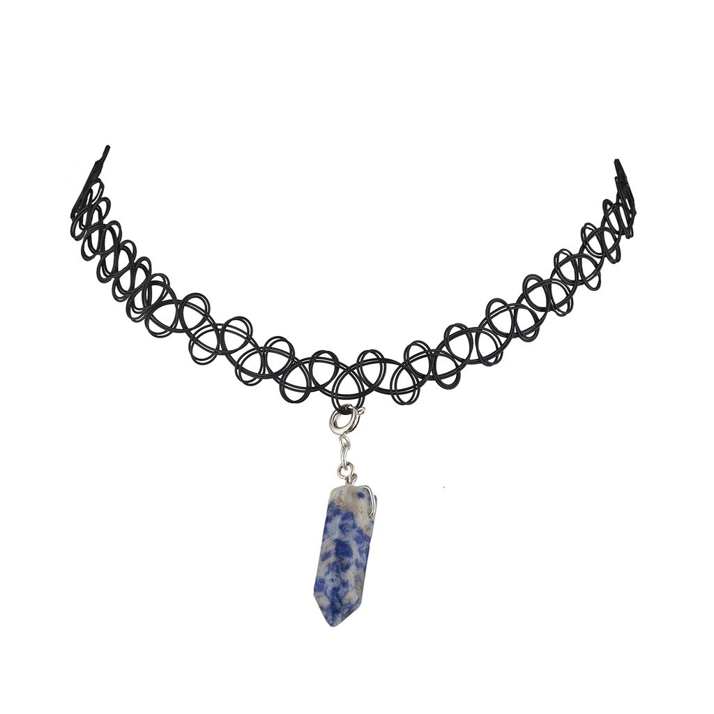 LUX ACCESSORIES Elegant Quartz Tattoo Choker Necklace for Women - Stylish Gothic Choker Jewelry for Parties, Halloween & Everyday Wear