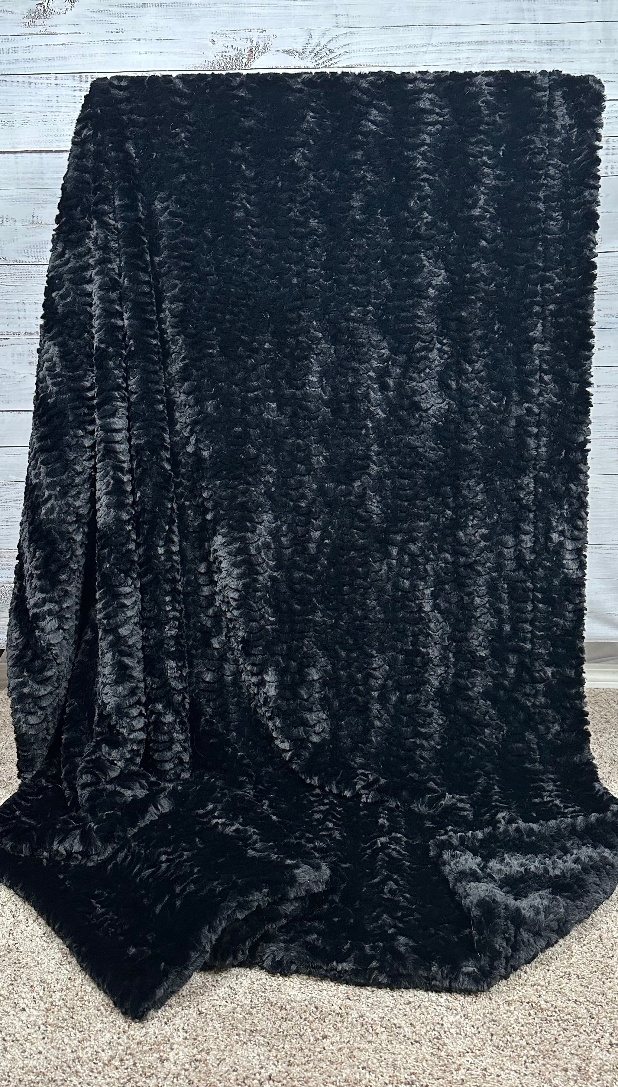 Premium Black Florence XL 57x85 Inch Double Luxe Extra Plush Minky Blanket - Ultra Soft 30mm Thick Fleece Throw for Bed, Couch & Cozy Home Decor