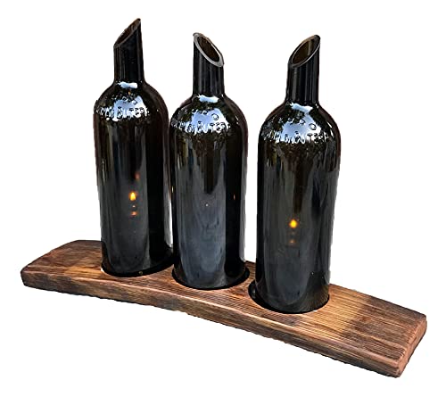 Upcycled Wine Barrel Stave Centerpiece with Candle Holder - Rustic Wedding, Farmhouse Decor, Table Centerpiece for Home & Events