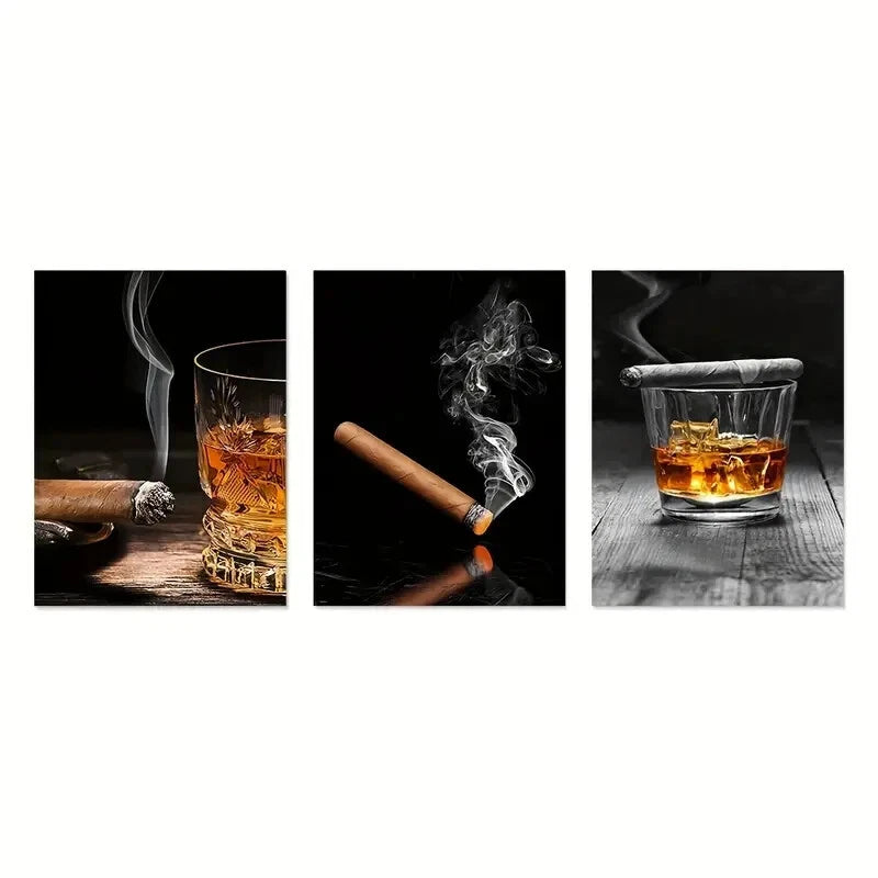 3-Piece Vintage Art Metal Prints - Retro Poster Bar Wall Decor - Ready to Hang - Perfect for Home, Office & Cafe Decor