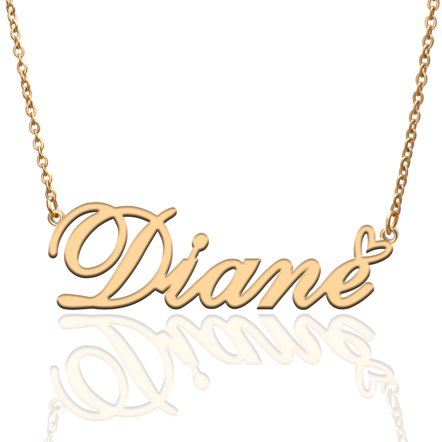RONKAH Personalized Name Necklace - Heart Gold Plated Custom Pendant for Women | Unique Fashion Jewelry Gift for Girl, Mother, Daughter, Friendship | Perfect for Christmas, Birthday, Anniversary & Special Occasions