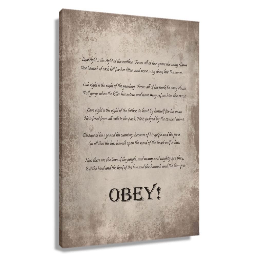 Jungle Law Quotes Wall Art - Framed Canvas Print (24x36 Inches) for Bedroom, Living Room & Office Decor | Motivational Poster, Oil Painting Style Home Decoration | Perfect Gift for Nature Lovers