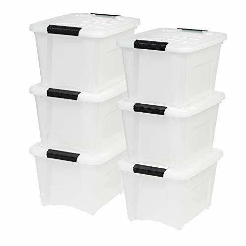 SverdloFG 19 Quart Stackable Pull Out Storage Bins with Lids - 6 Pack Multi-Purpose Organizer Boxes for Closet, Shelves, Cube Storage & Home Organization - Perfect for Bedroom, Office, Kids Room & Pantry Storage