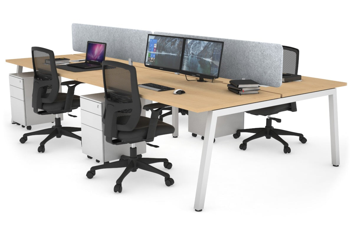 Quadro 4-Person Office Workstation Desk - 1200L x 800W with Cable Management Scallop - Perfect for Collaborative Workspaces, Team Meetings & Open Office Environments