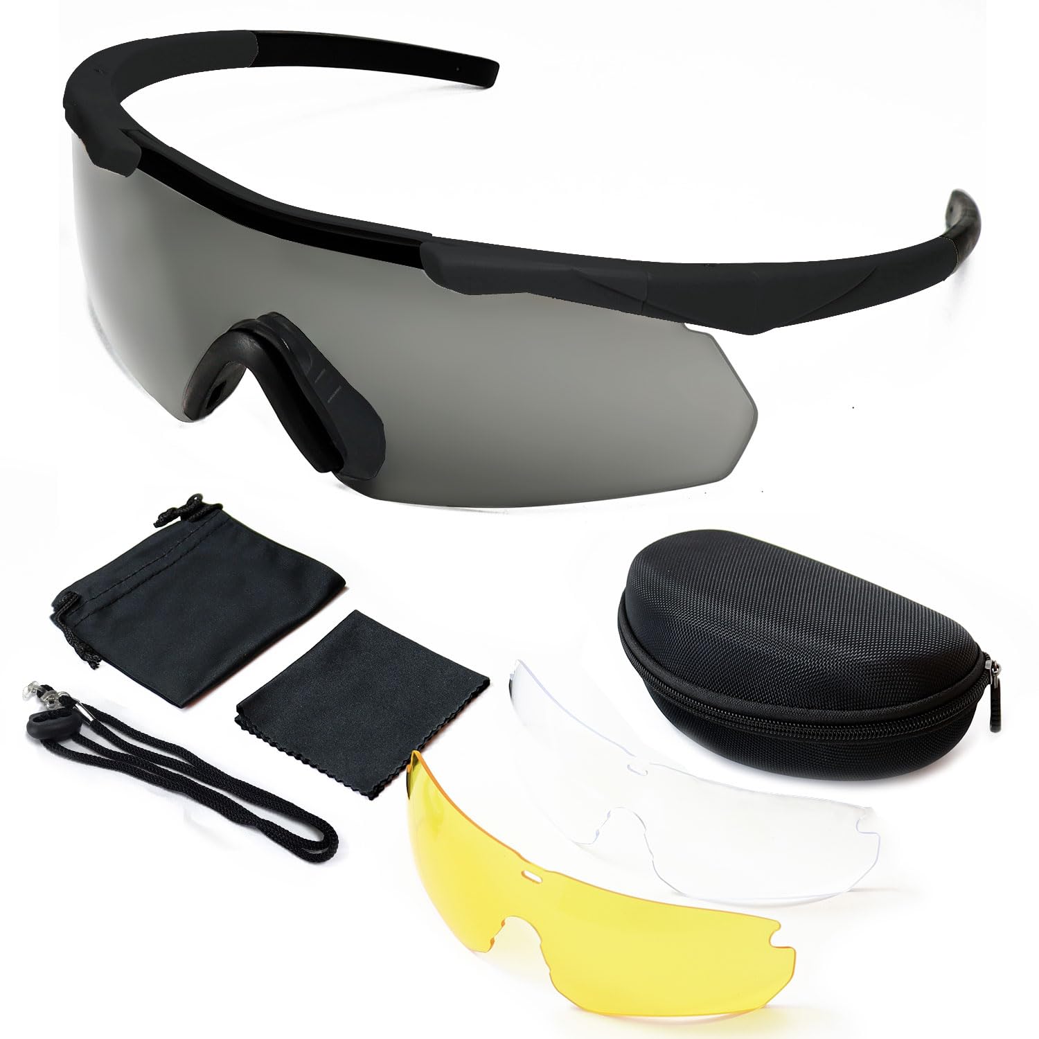 SPOSUNE Tactical Shooting Glasses - Anti Fog, Impact Resistant with 3 Lenses for Men & Women - Perfect for Hunting & Range Shooting