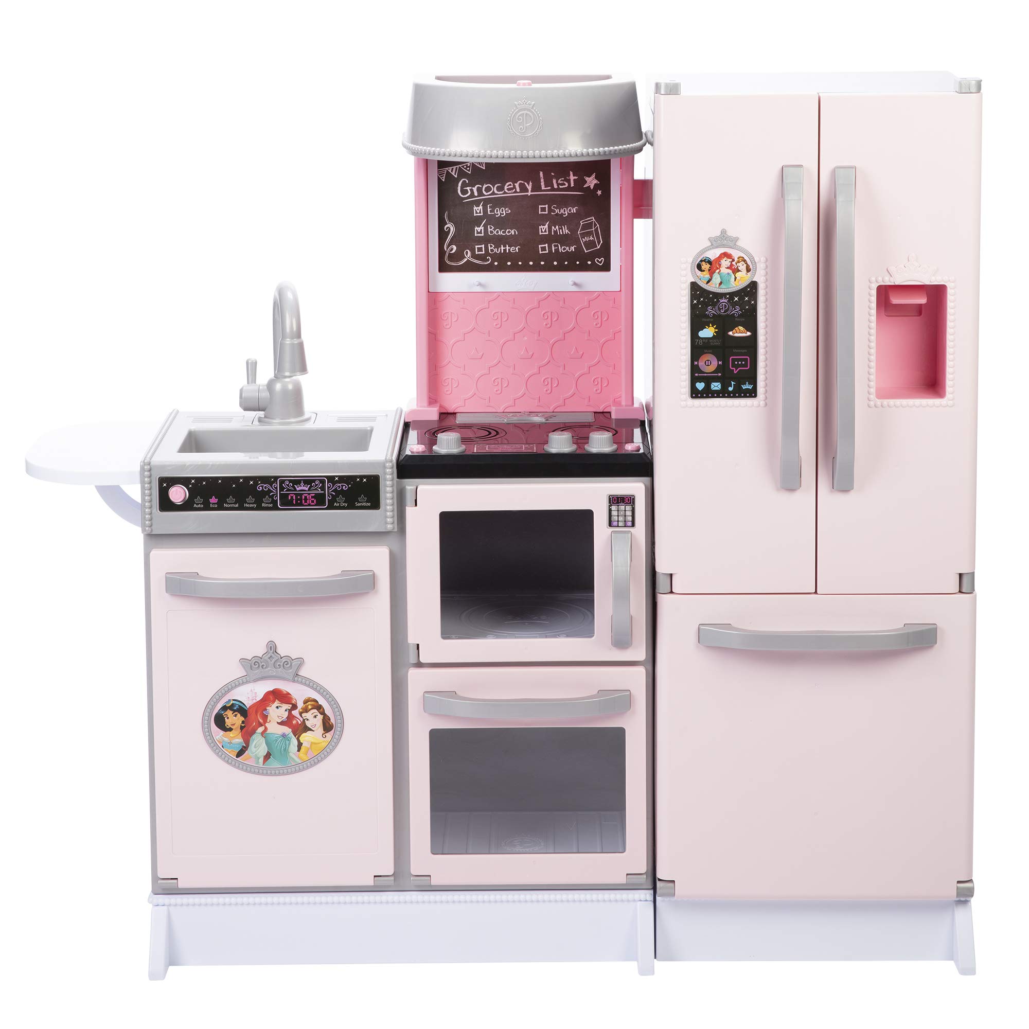 Disney Princess Style Gourmet Smart Kitchen Playset with Lights & Sounds - 20+ Accessories for Kids, Pink | Pretend Play Cooking Toy for Girls Ages 3-6 | Birthday Gift Idea & Interactive Role Play Kitchen Set