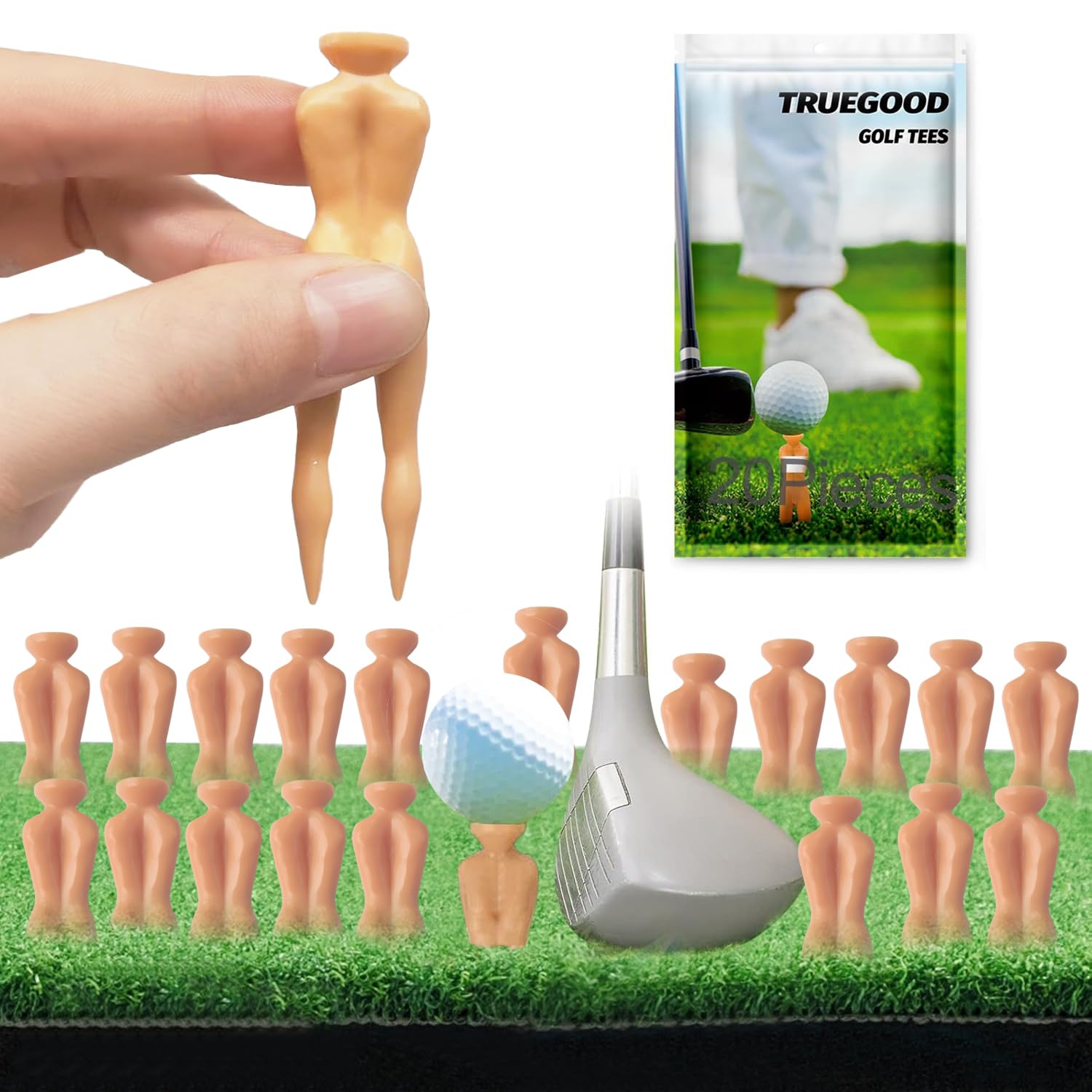 20Pcs Golf Tees - 3 Inch Plastic Golf Tees for Men & Women - Funny & Sexy Lady Golf Tees - Perfect for Home Golf Training & Driving Range Practice