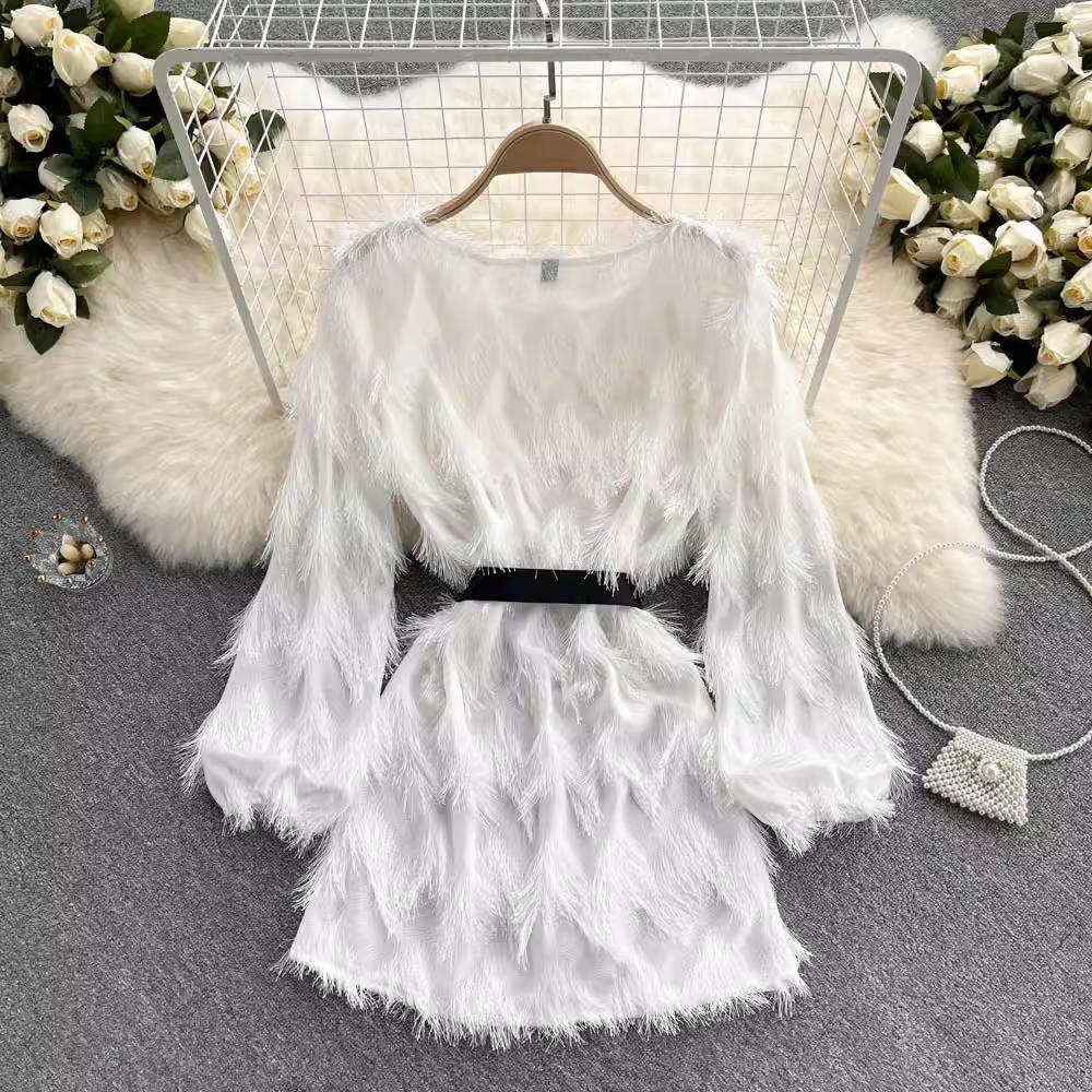 Feather Tassel A-Line Mini Skirt for Women | Flirty Summer Party Outfit | Perfect for Beach Vacations, Music Festivals & Date Nights