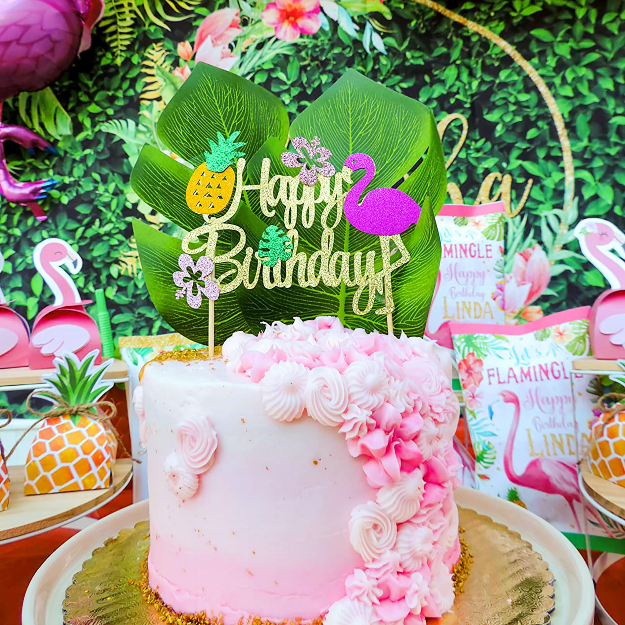 LaVenty Moana Cake Topper - Flamingo Birthday Cake Decoration for Moana Themed Parties - Perfect for Birthday Cakes, Cupcakes & Dessert Table Decor