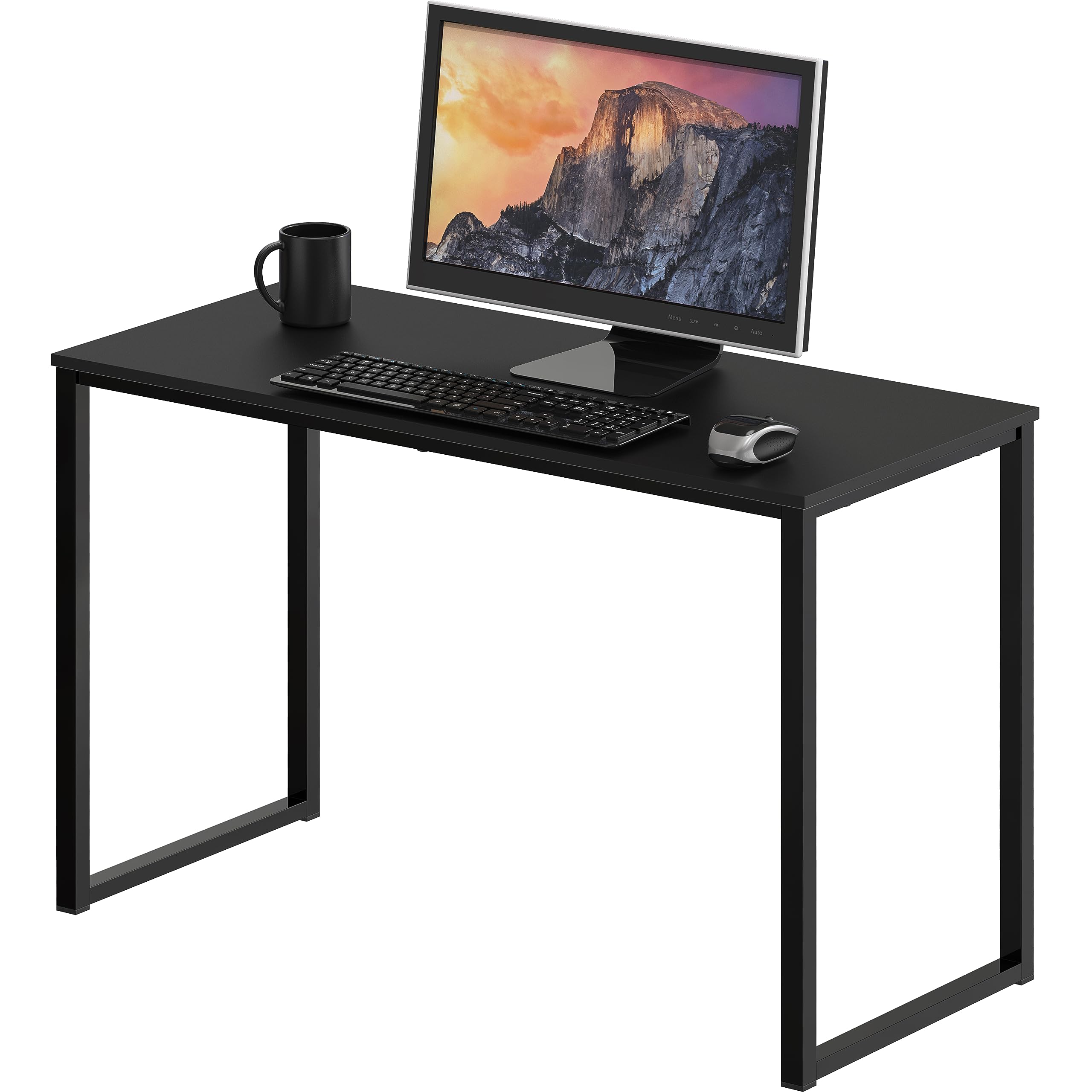 SHW Mission 32-Inch Home Office Computer Desk, Black - Modern Writing Desk for Small Spaces, Study Desk with Sturdy Metal Frame - Perfect for Remote Work, Gaming & Dorm Rooms