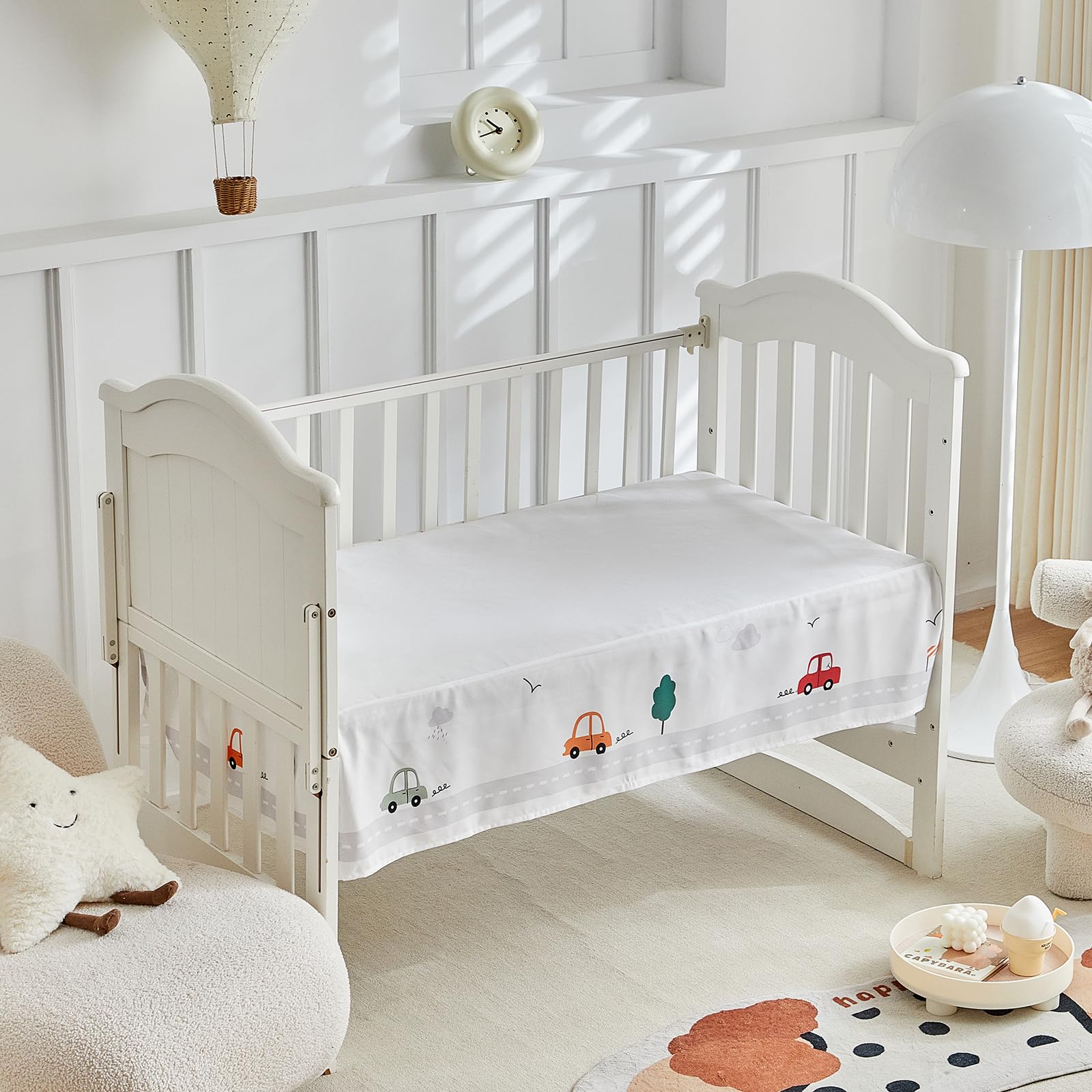 3-Piece Car Themed Crib Bedding Set for Boys - Soft Nursery Comforter Set with Quilted Blanket, Fitted Sheet & Bed Skirt | Perfect for Baby Shower Gifts & Nursery Decor