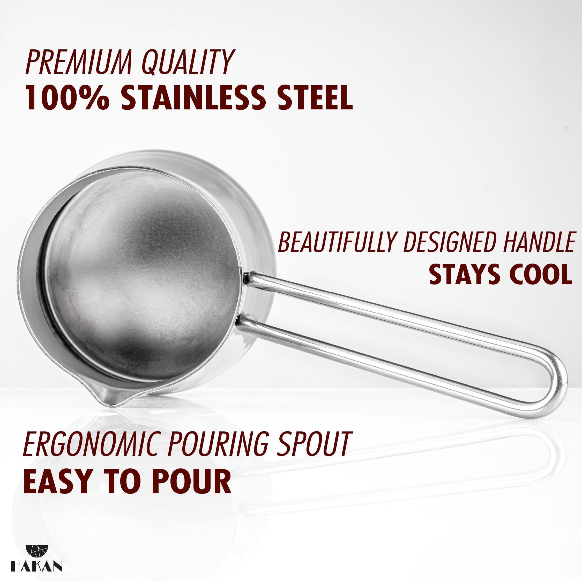 Premium Stainless Steel Turkish Coffee Pot - 20.2 Oz (600ml) Large Cezve Ibrik for Stovetop Brewing - Authentic Greek Arabic Coffee Maker with Pour Spout & Ergonomic Handle - Perfect for Turkish Coffee, Chai Tea & Milk Warming at Home or Cafe