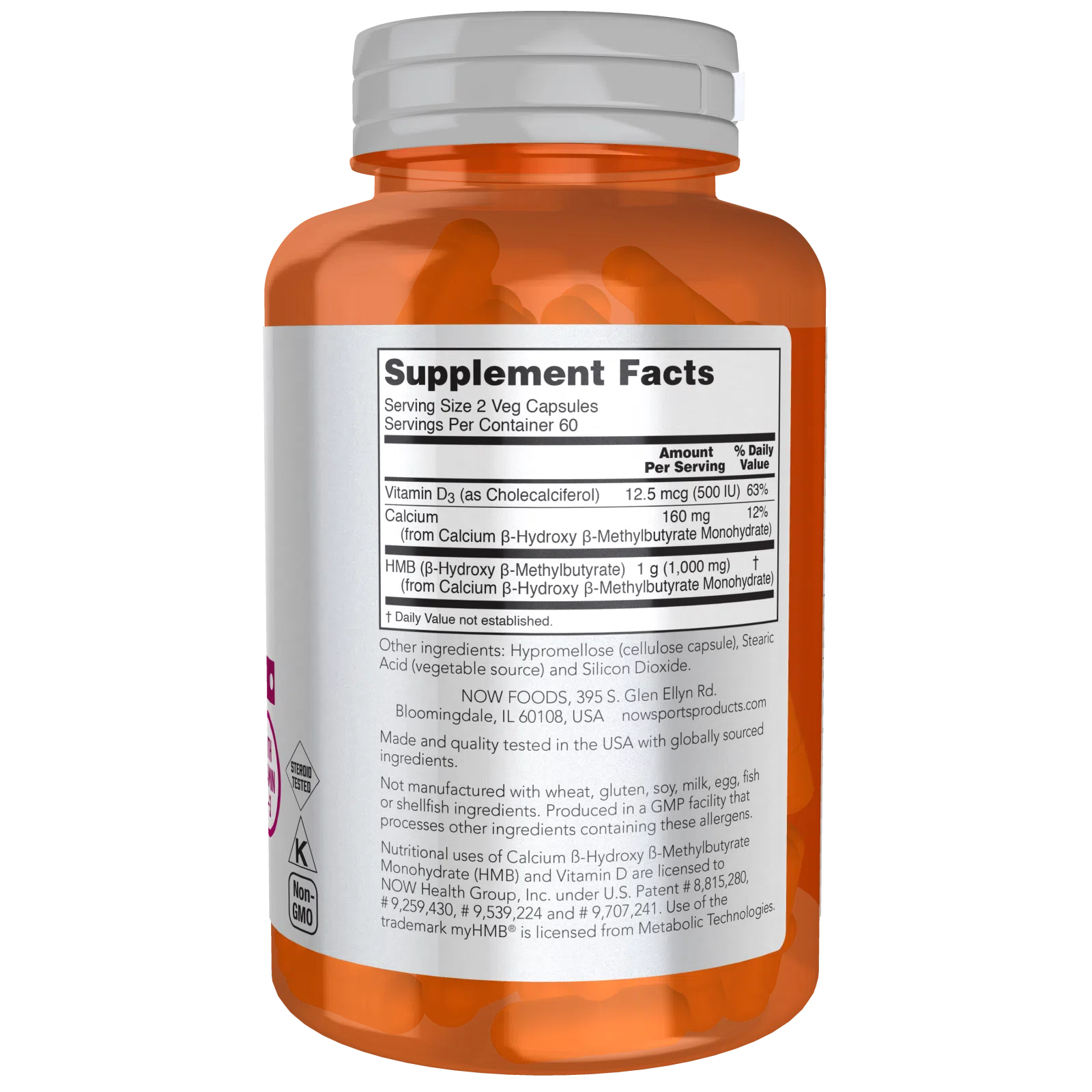 NOW Sports HMB 500mg Capsules - Muscle Recovery & Strength Supplement for Athletes & Bodybuilders - Supports Lean Muscle Growth & Workout Performance