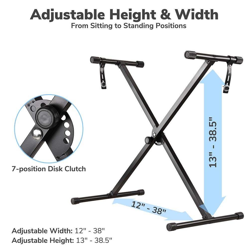Adjustable X-Style Keyboard Stand for Piano & Synthesizer - Portable & Sturdy Music Stand for Home, Studio & Live Performances
