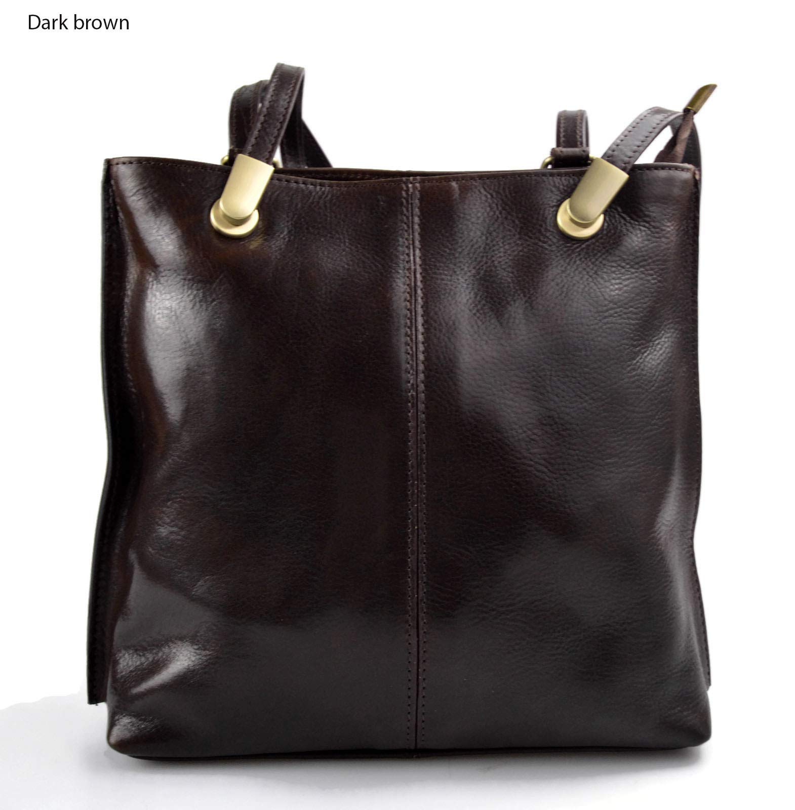 Italian Genuine Leather Women's Handbag - Dark Brown Crossbody Clutch Backpack Purse for Work, Travel & Evening Events