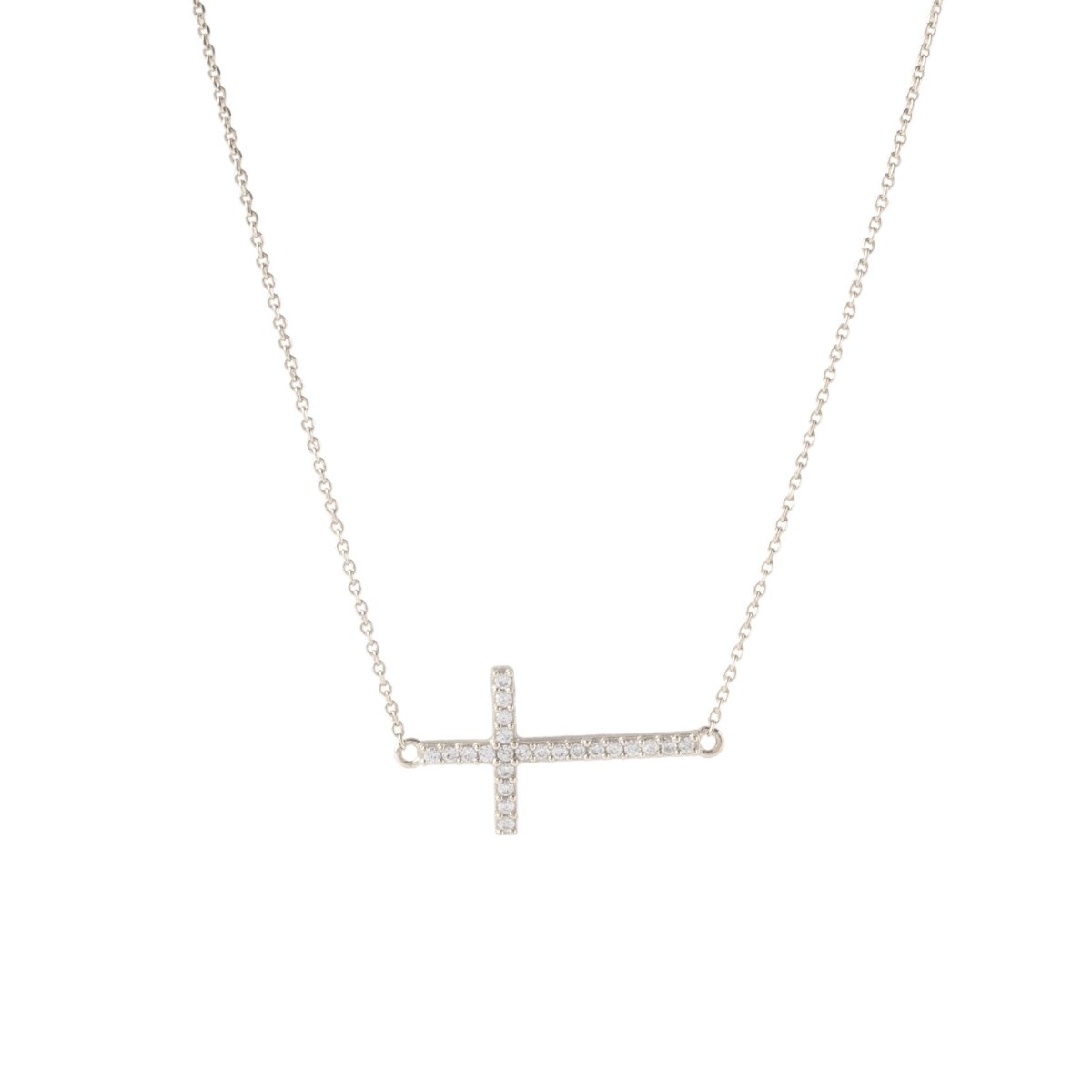 Elegant LOVE CROSS Necklace - Sterling Silver with Cubic Zirconia - Perfect for Valentine's Day, Anniversary & Religious Gifts
