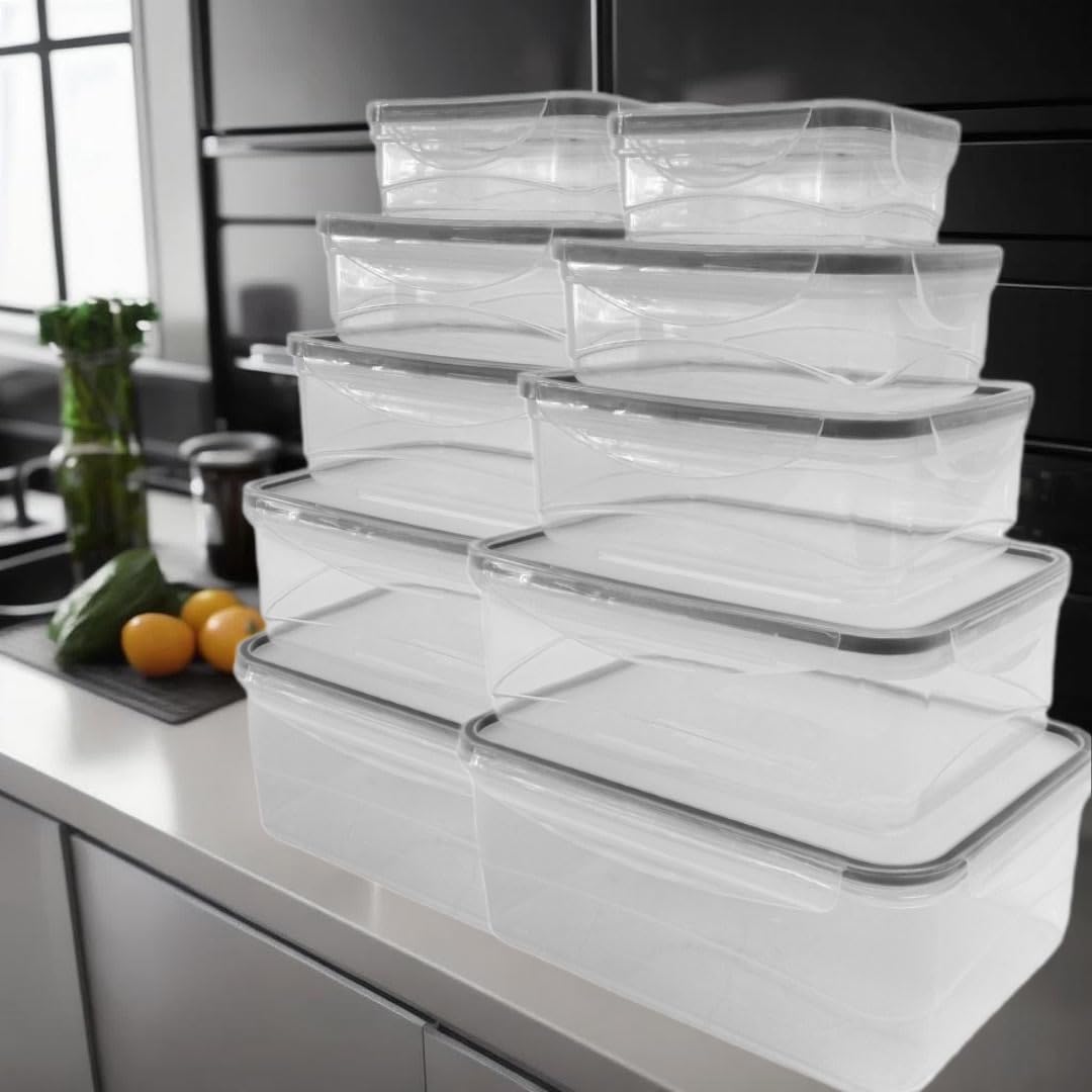 Imperial Home 10-Piece BPA-Free Plastic Food Storage Containers Set with Locking Lids - Microwave & Freezer Safe - Perfect for Meal Prep, Leftovers & Pantry Organization (Black)