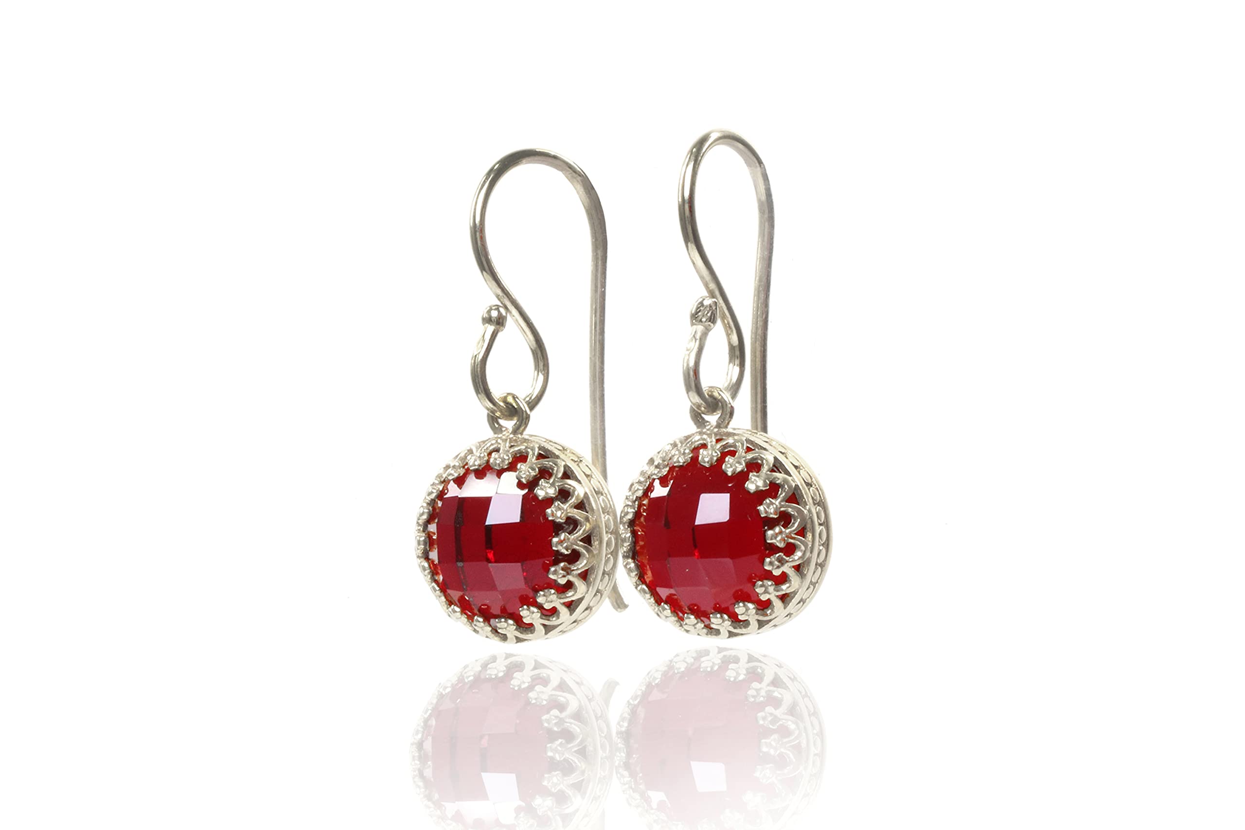 Exquisite 14K Gold Garnet Dangle Earrings - January Birthstone Hook Earrings for Women - Fashionable Gemstone Jewelry Gift for Her - Customizable Options - Perfect for Parties, Weddings & Special Occasions