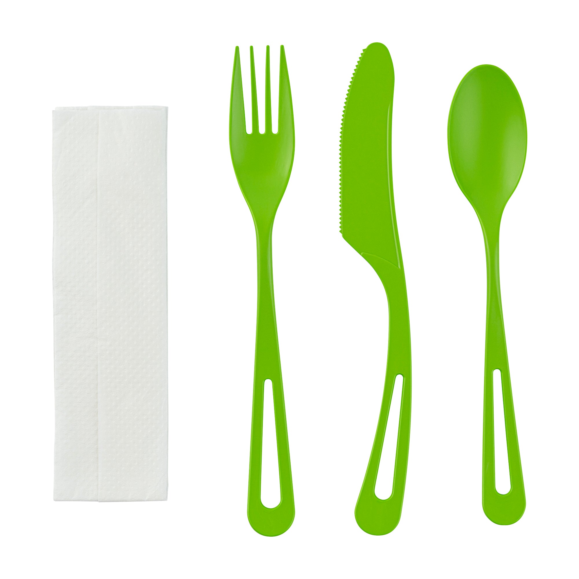Eco-Friendly Compostable CPLA Plastic Cutlery Set - 100-Piece Box with Heat-Resistant Forks, Knives, Spoons & White Napkins | Perfect for Parties, Picnics, Catering & Zero-Waste Events