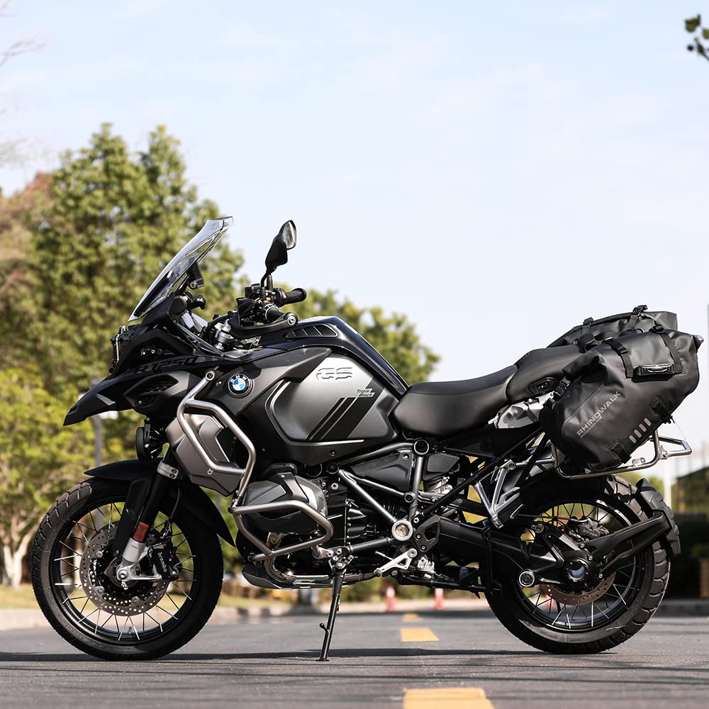 Rhinowalk 48L (24Lx2) Waterproof Motorcycle Saddle Bags - Anti-Vibration Motorbike Panniers with Shoulder Strap for Harley, BMW, Honda & Most Adventure/Sport Bikes - Perfect for Long Rides, Road Trips & Daily Commuting