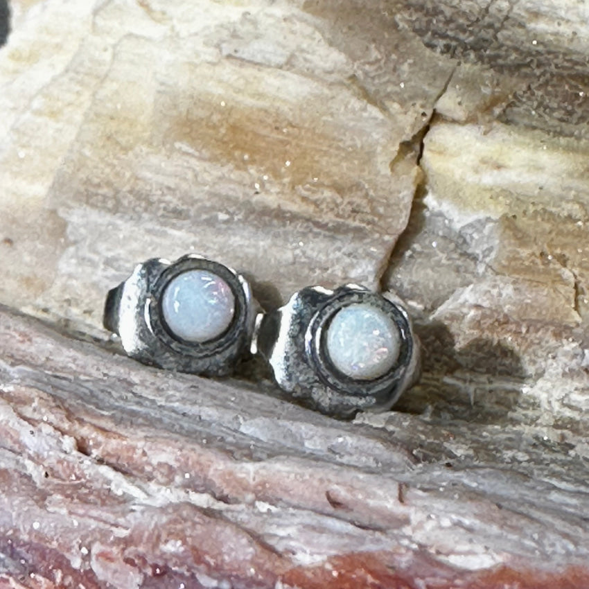 Tiny Sterling Silver & White Opal Stud Earrings for Women - Dainty Pierced Ear Jewelry for Everyday Wear, Gifts & Special Occasions