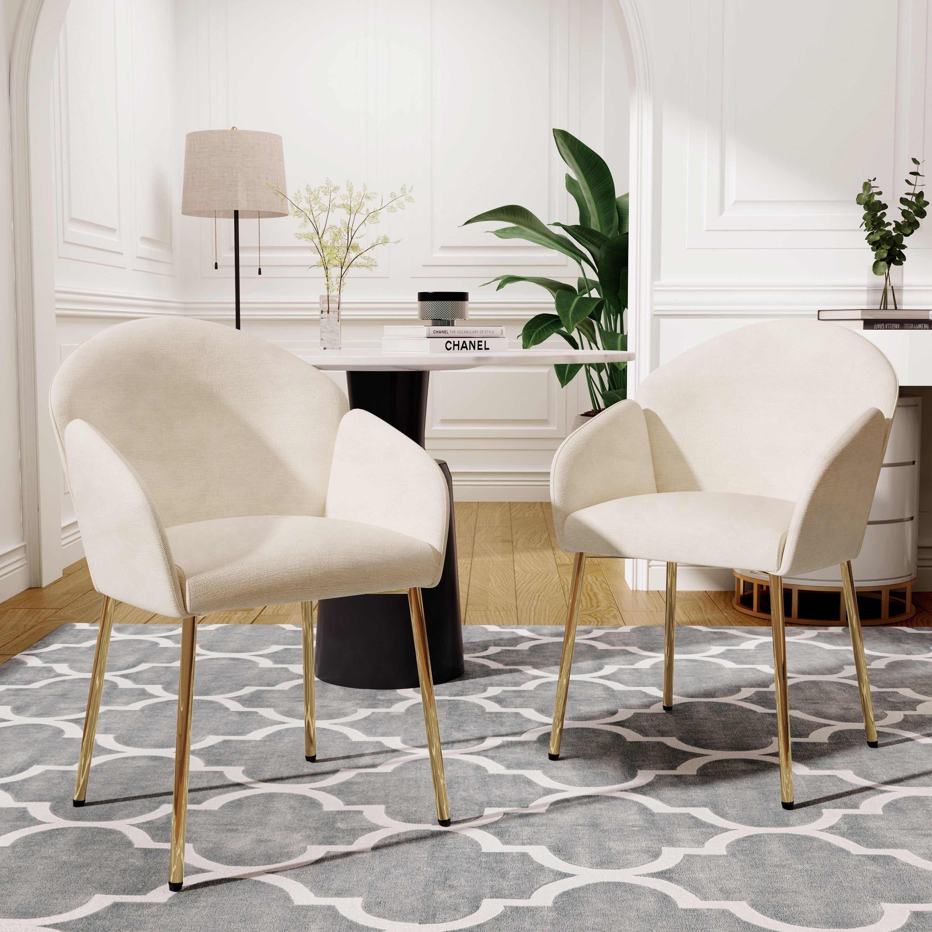Modern Dining Chairs Set of 2 - Comfortable Kitchen Chairs with Sturdy Metal Frame - Perfect for Dining Room, Kitchen, Breakfast Nook & Small Spaces