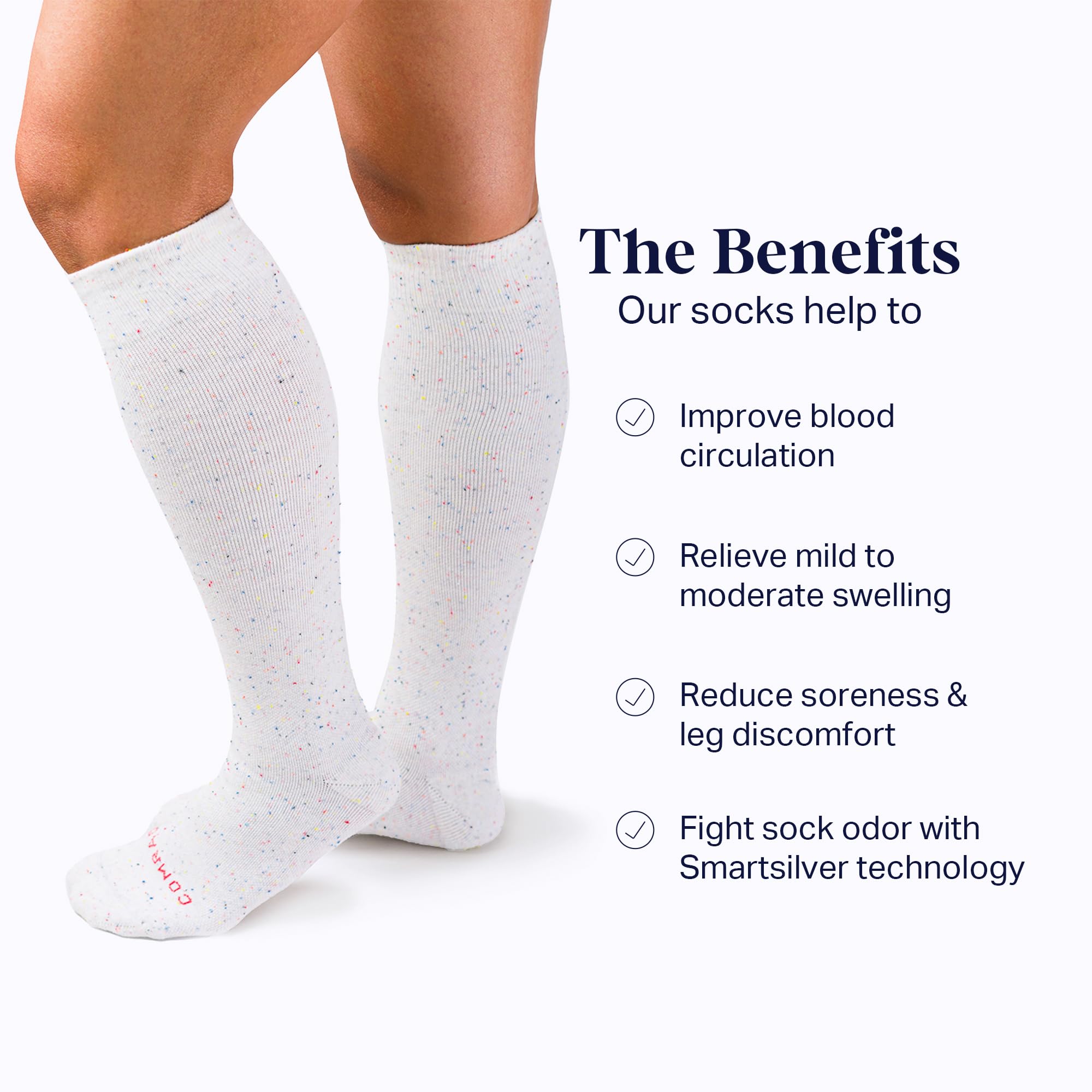 Comrad Recycled Cotton Knee High Compression Socks 15-20mmHg - Soft Breathable Support Socks for Men & Women - Perfect for Running, Travel & Circulation Support