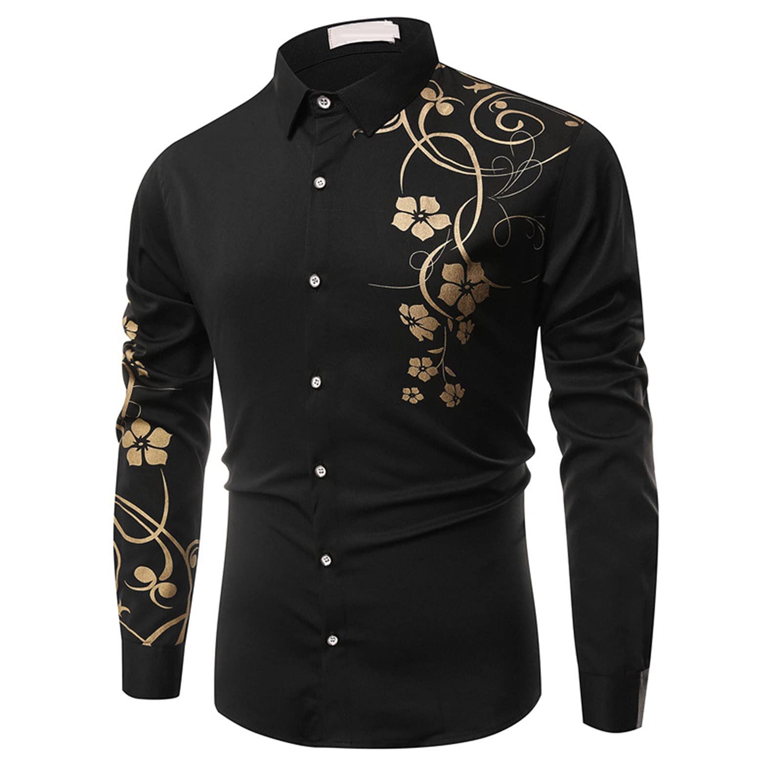 Xiloccer Men's Casual Button Down Dress Shirts - Long Sleeve Printed T-Shirts for Fishing & Outdoor Activities | Comfortable Compression Shirt for Work, Travel & Daily Wear