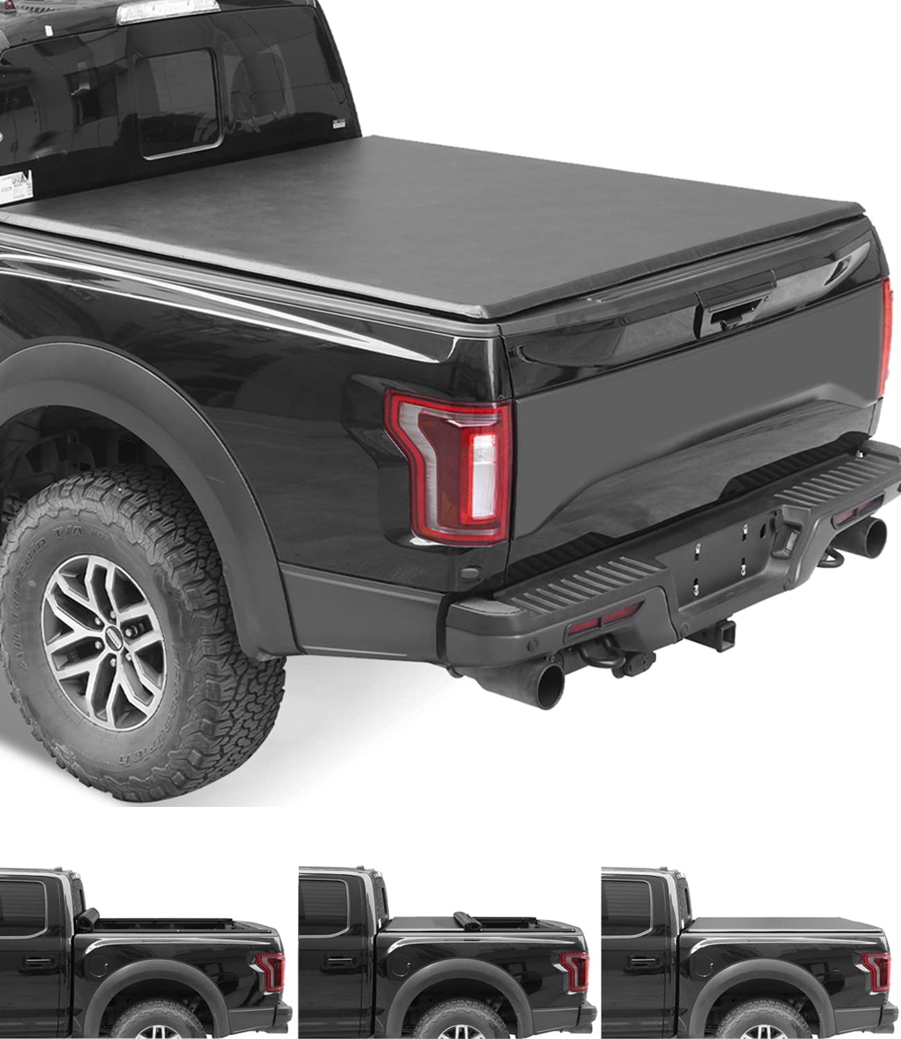 5.5ft Soft Roll Up Truck Bed Tonneau Cover for 2015-2025 Ford F-150 | Waterproof & Durable Pickup Bed Cover | Perfect for Camping, Hauling & Outdoor Adventures