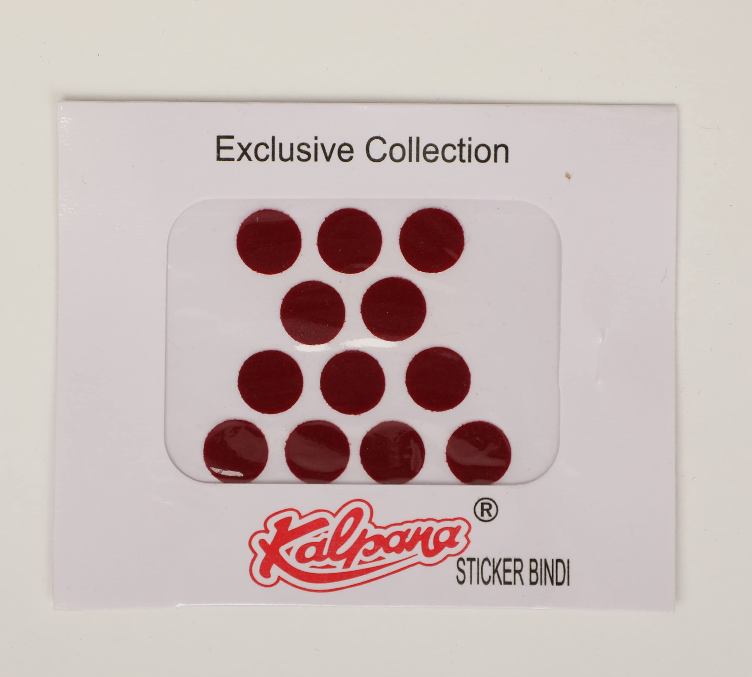 Authentic Kalpana Bindi - Maroon Round Sticker Card Kumkum | 4mm Size | Pack of 12 | Perfect for Indian Weddings, Festivals & Daily Spiritual Wear