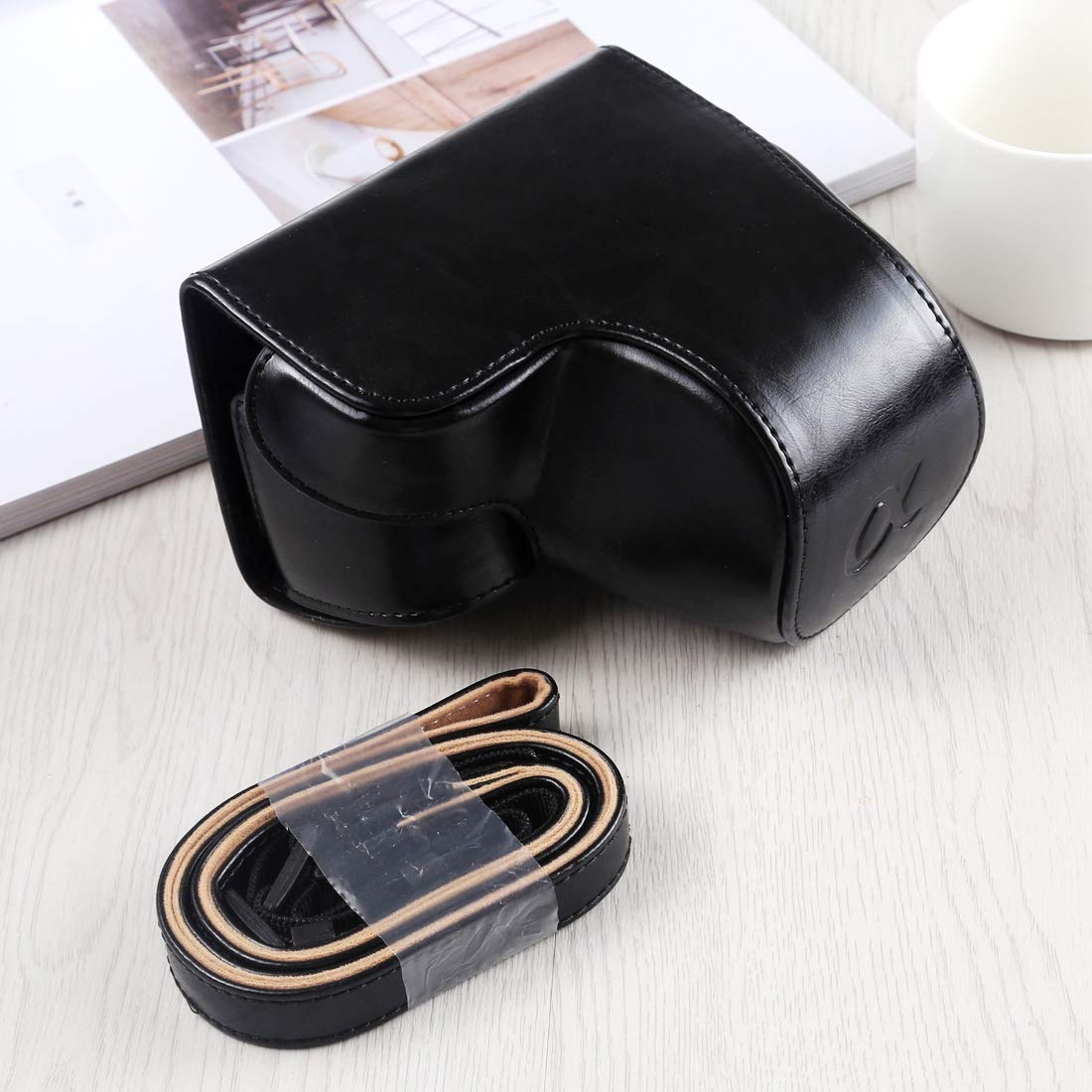 Premium PU Leather Camera Case Bag with Adjustable Strap for Sony A6400/ILCE-6400 - Durable Full Body Protection for Travel & Outdoor Photography