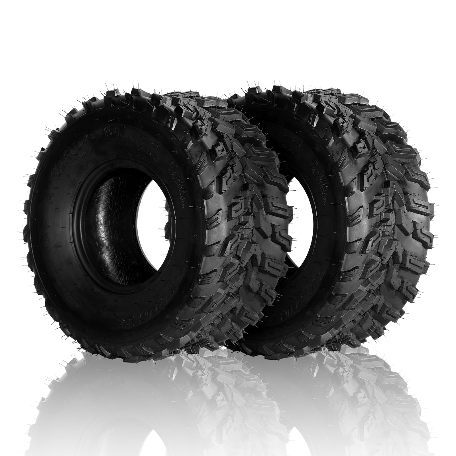 **SUNROAD Set of 2 ATV Mud Tires 22x10-9 6PR 20mm Deep Tread - Compatible with Honda Recon 250 & Suzuki Ozark 250 - Heavy-Duty Off-Road & Trail Riding (1 Pair, Set of 2)**